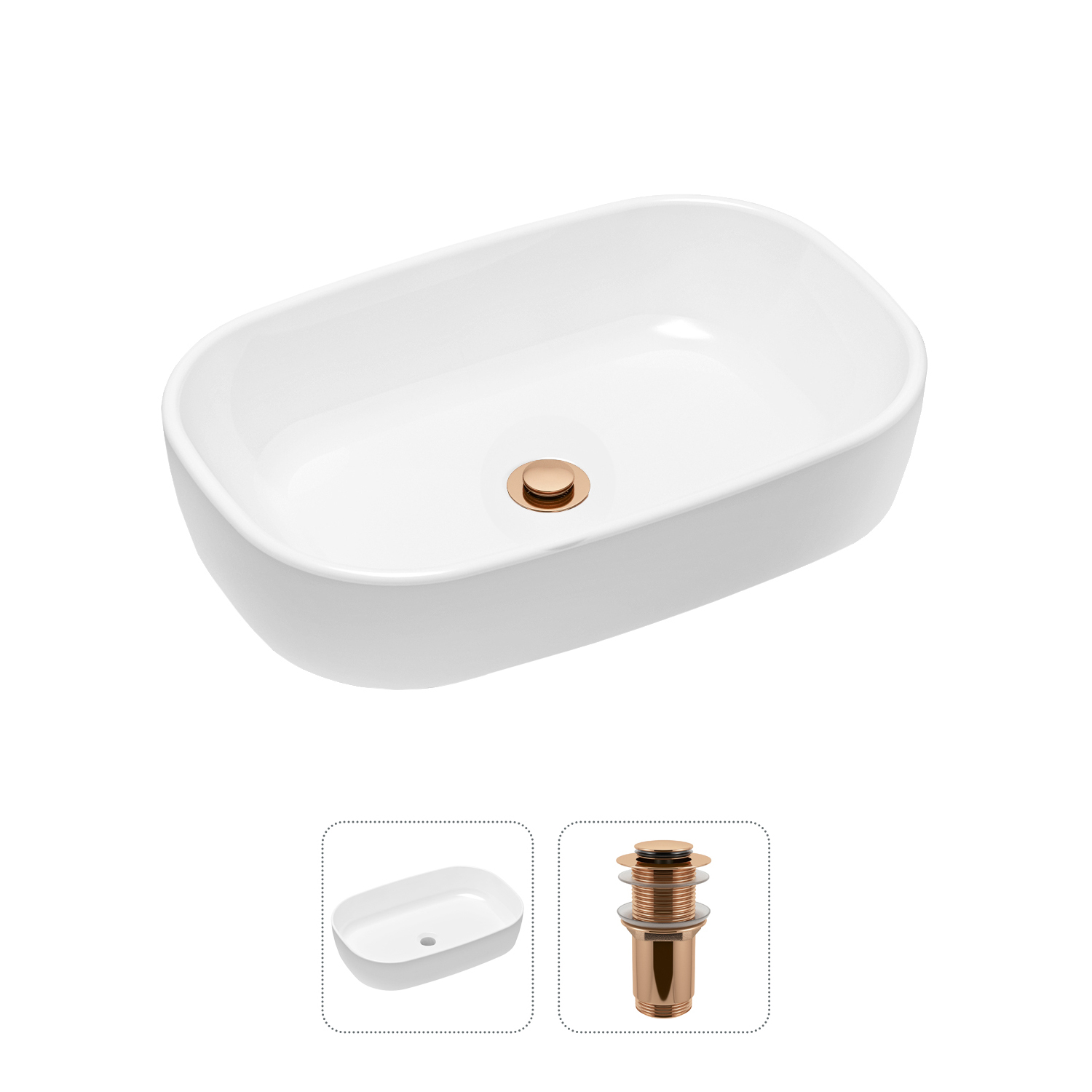 фото Комплект 2 в 1 lavinia boho bathroom sink slim 21520804: накладная раковина, донный клапан