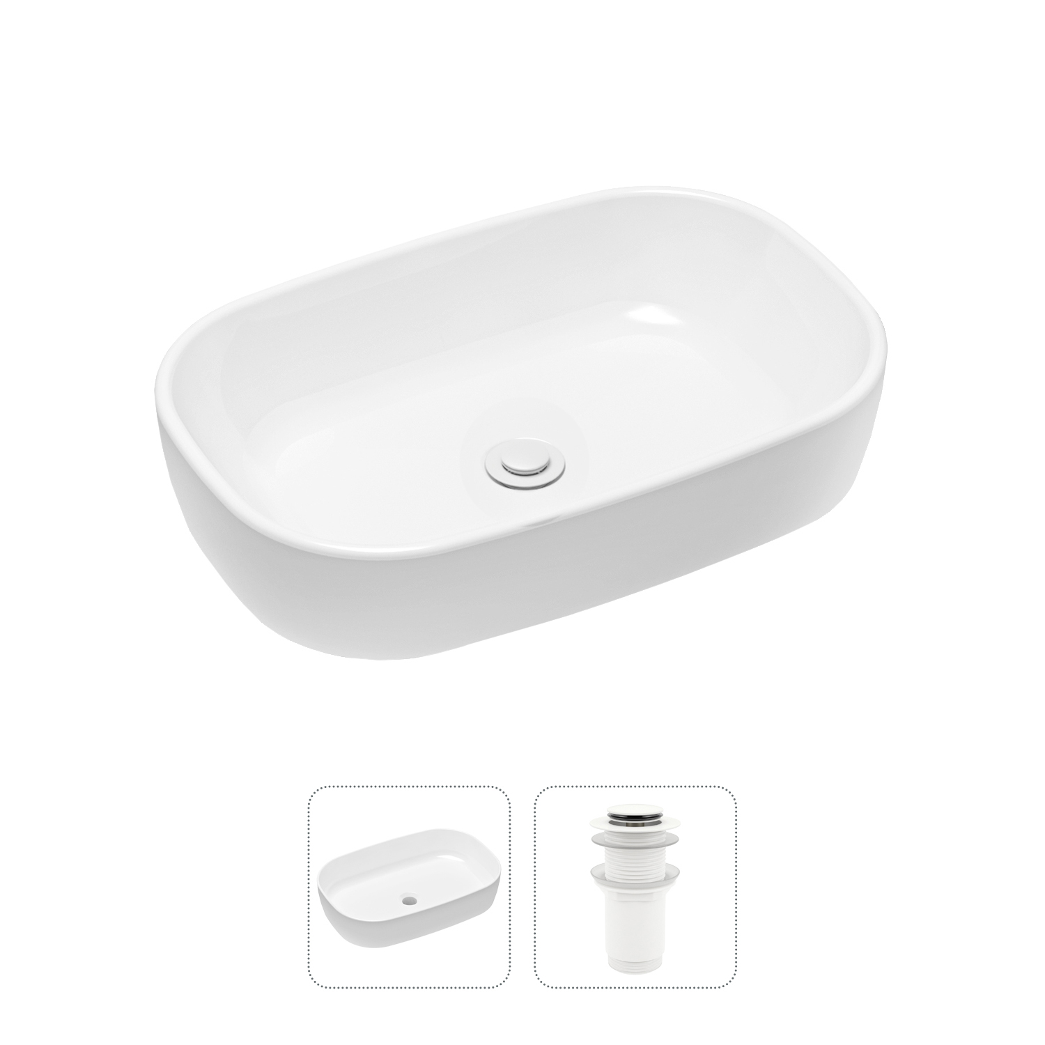 фото Комплект 2 в 1 lavinia boho bathroom sink slim 21520806: накладная раковина, донный клапан