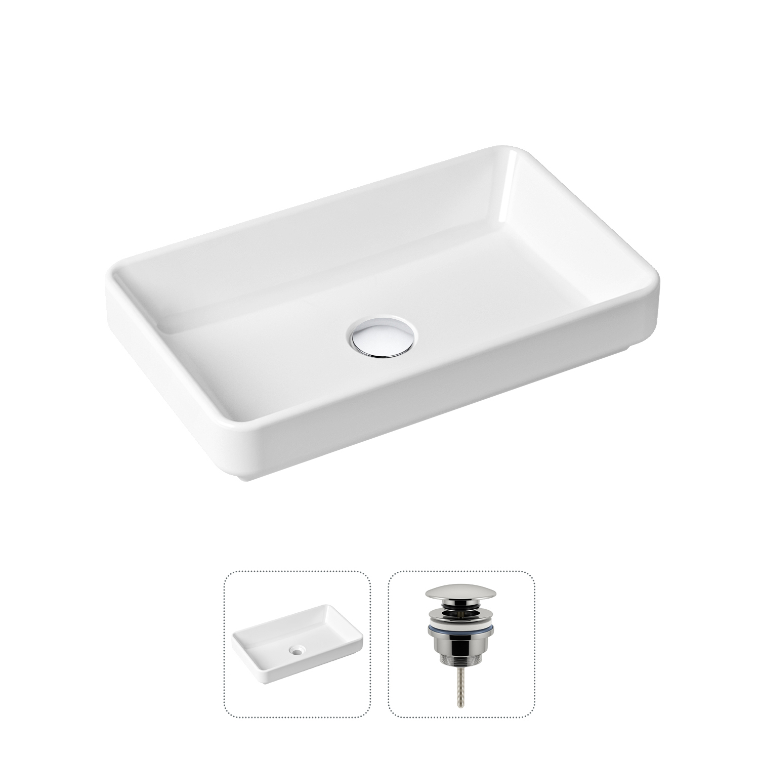 Lavinia Boho Slim 21520809 Dual Bathroom Set: Over-the-Counter Sink with Bottom Drain.