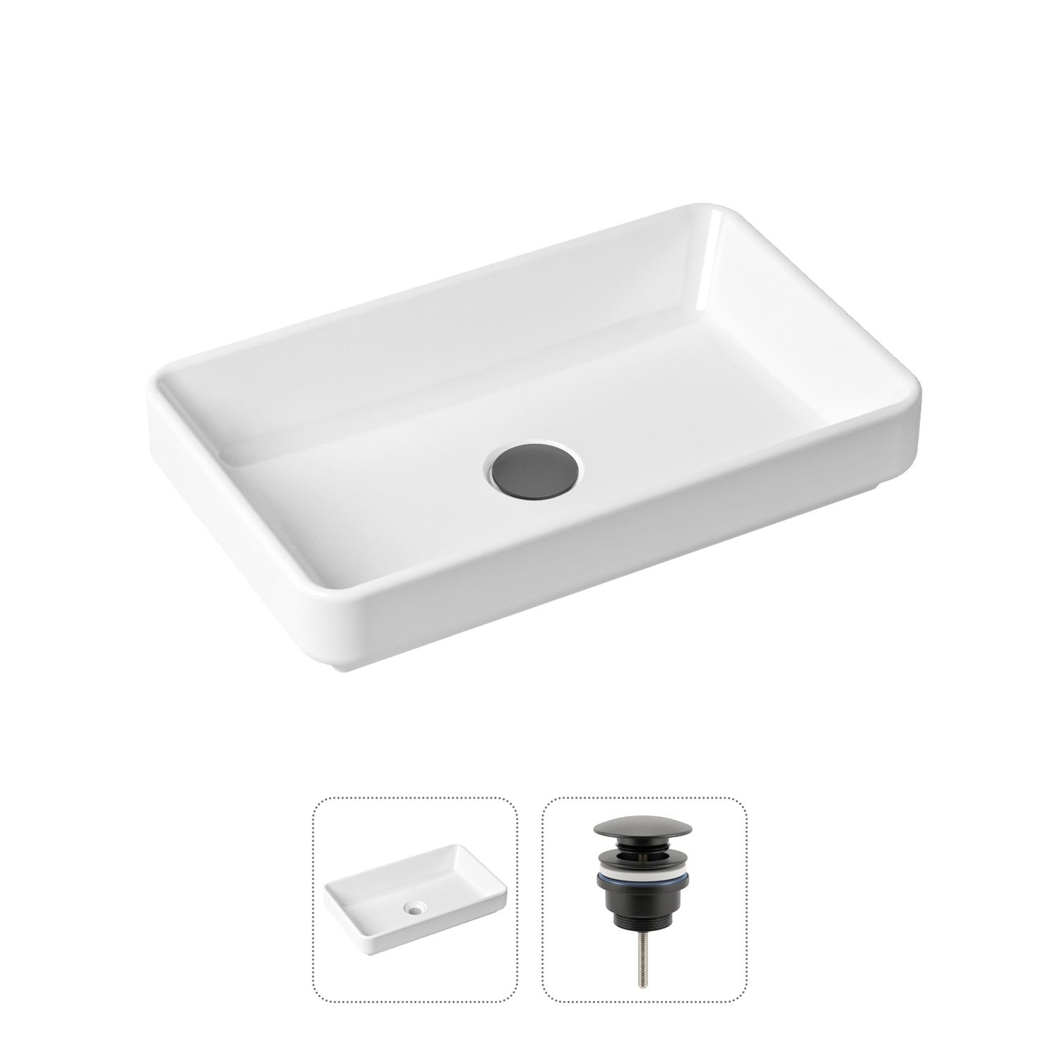 фото Комплект 2 в 1 lavinia boho bathroom sink slim 21520811: накладная раковина, донный клапан