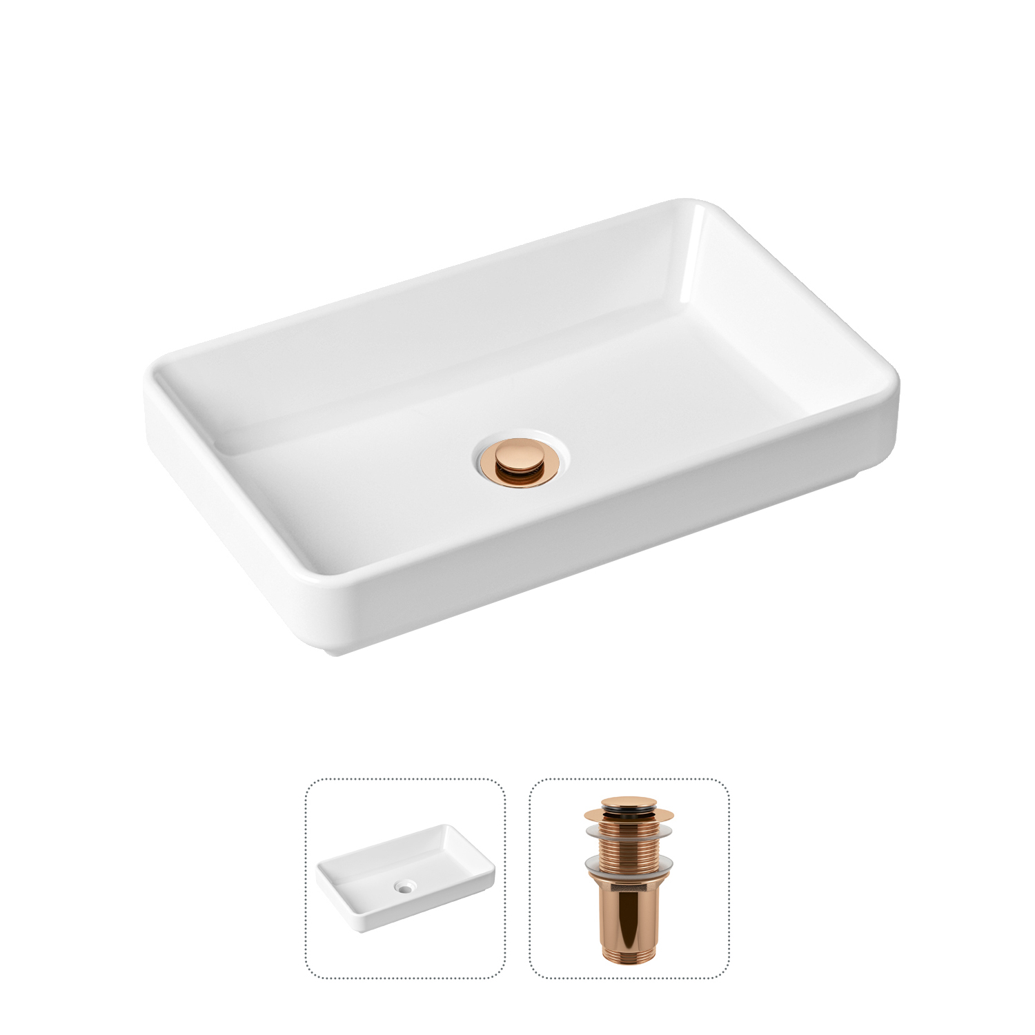 фото Комплект 2 в 1 lavinia boho bathroom sink slim 21520814: накладная раковина, донный клапан