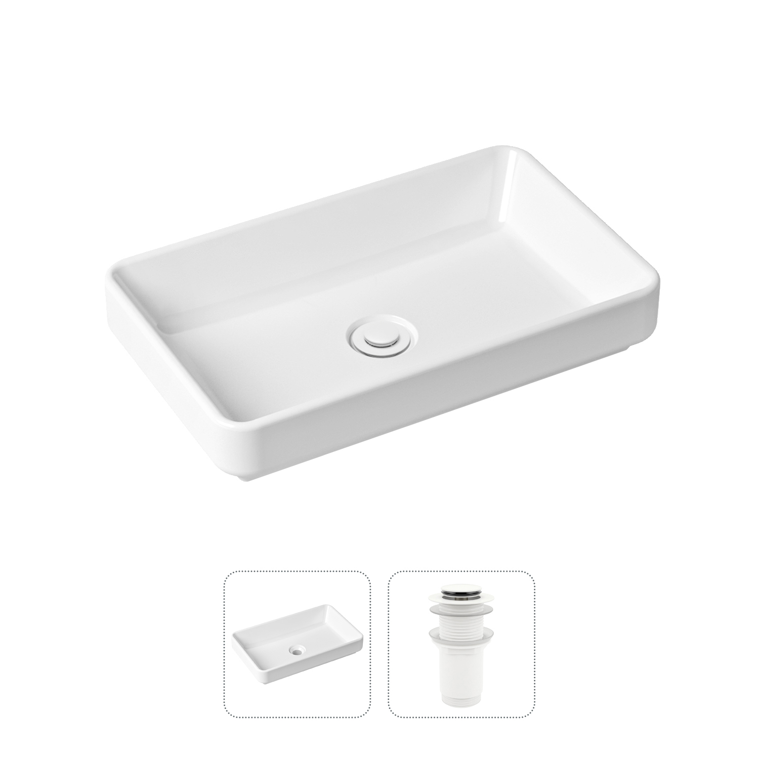 фото Комплект 2 в 1 lavinia boho bathroom sink slim 21520816: накладная раковина, донный клапан