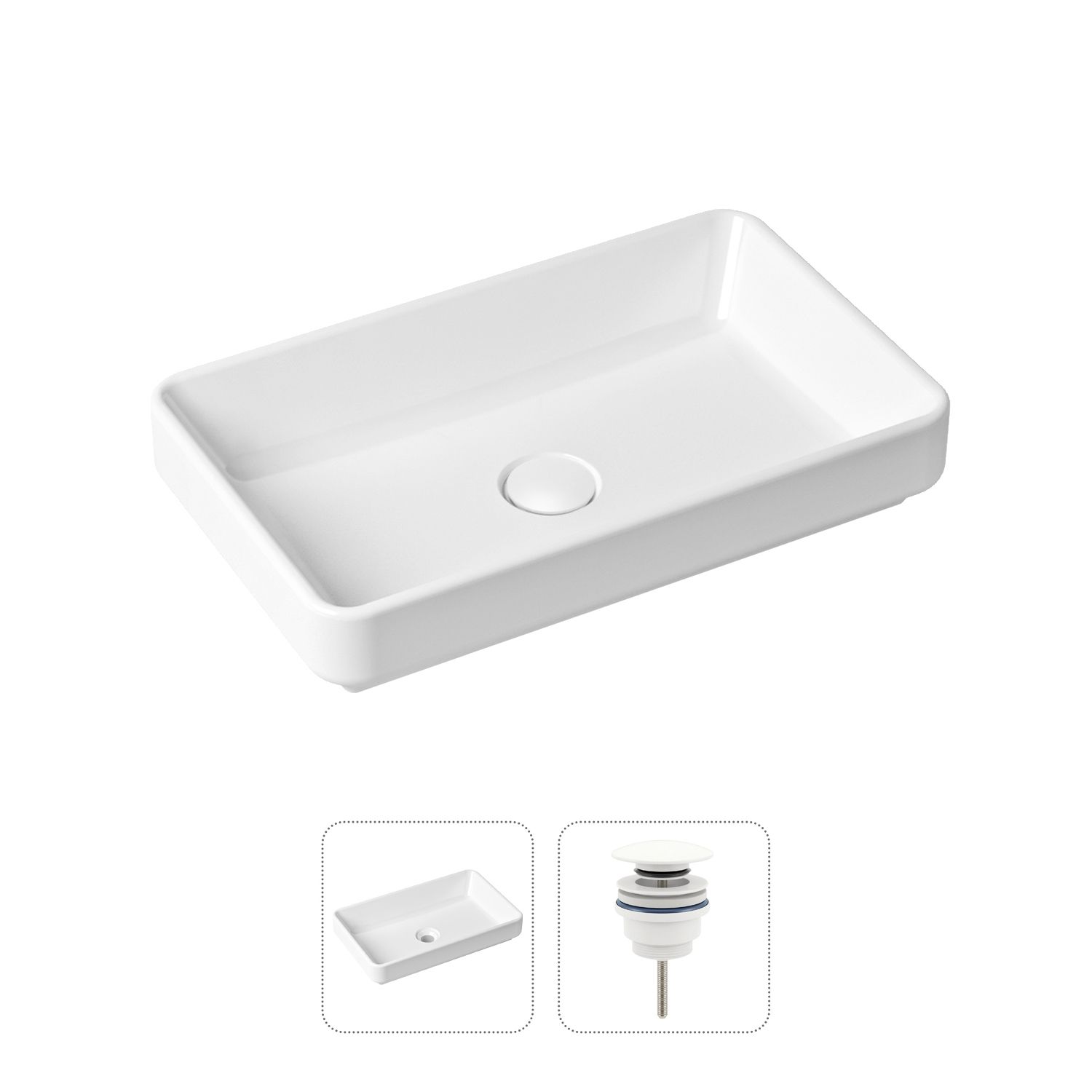 фото Комплект 2 в 1 lavinia boho bathroom sink slim 21520817: накладная раковина, донный клапан