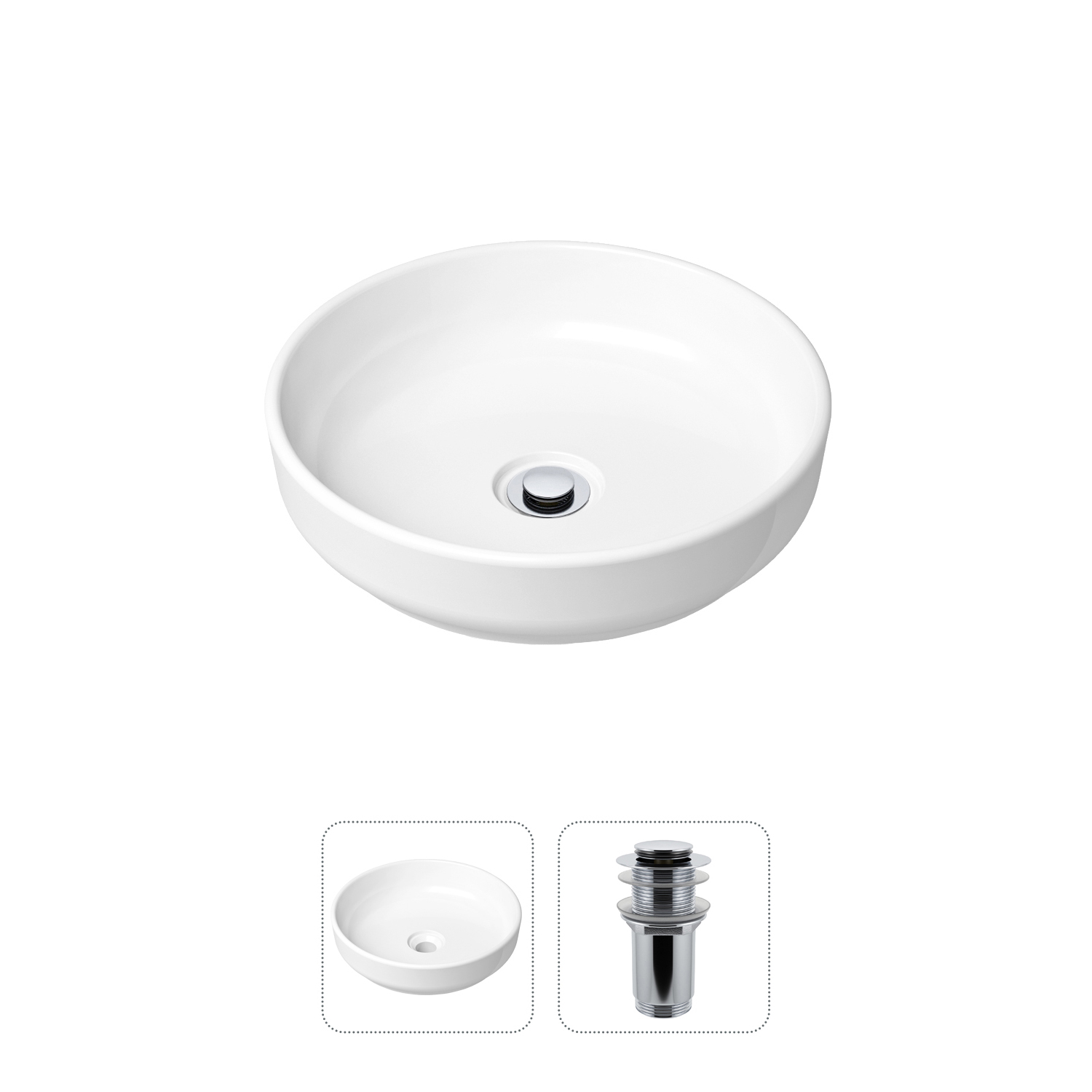 

Комплект 2 в 1 Lavinia Boho Bathroom Sink Slim 21520818: накладная раковина, донный клапан, Белый, Комплект раковин Lavinia Boho 33311005 (д/к без перелива, с сифоном №2)