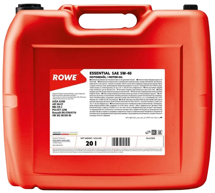 фото Rowe масло моторное 5w-40 rowe 20л нс-синтетика essential a3/b4