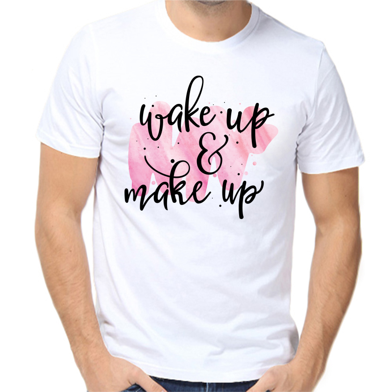 

Футболка мужская белая 44 р-р wake up make up, Белый, fm_wake_up_make_up