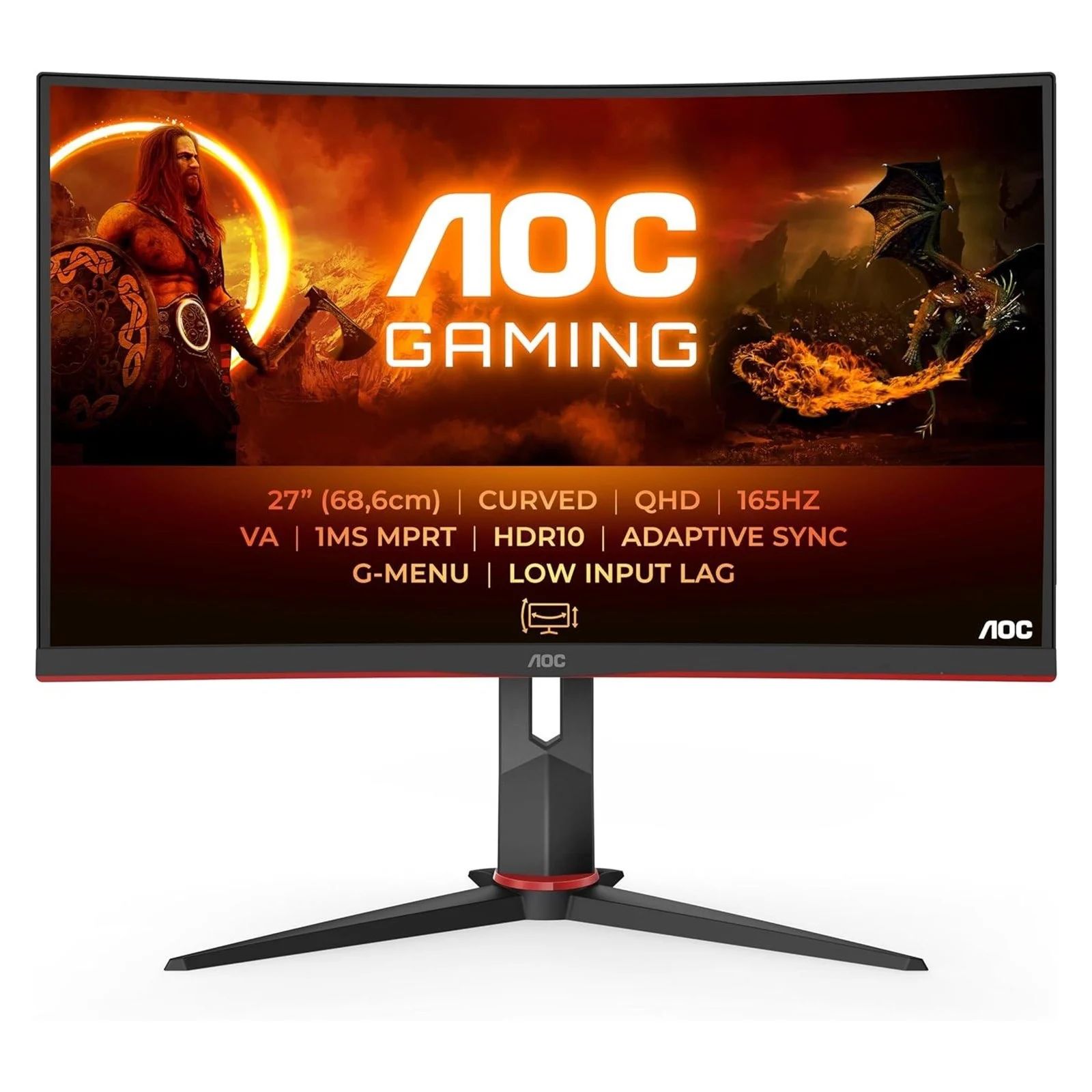 

27" Монитор AOC CQ27G2S 165Hz 2560x1440 VA, черный, Черный;красный, CQ27G2S