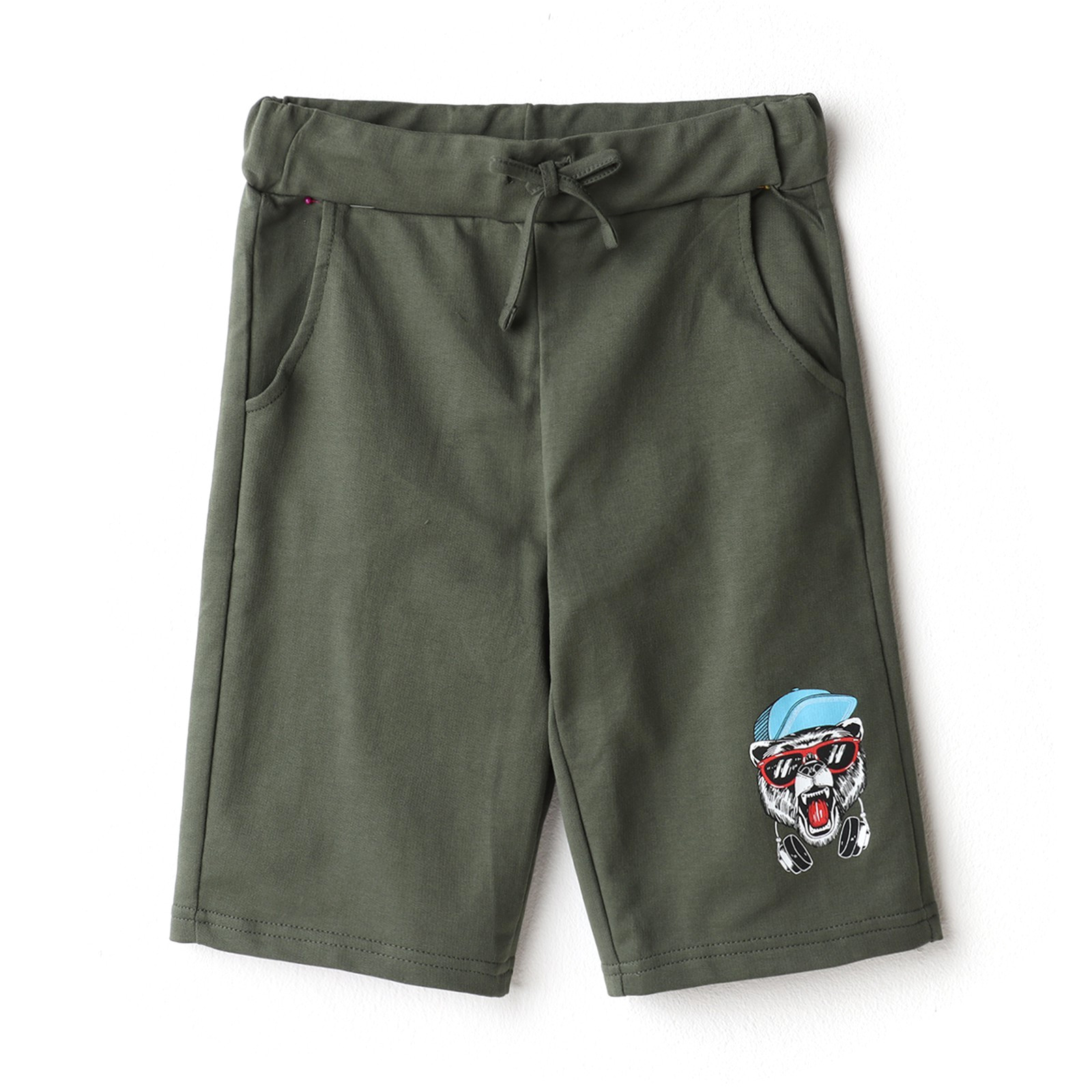Шорты для мальчика, цвет зеленый/медведь, рост 122-128см