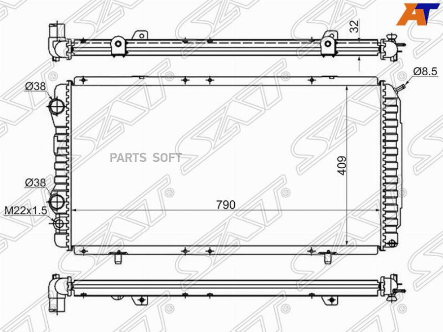 SAT Радиатор FIAT DUCATO/PEUGEOT BOXER/CITROEN JUMPER/RELAY1.9TD/2.0/2.0TD/2.2/2.5TD/2.8TD