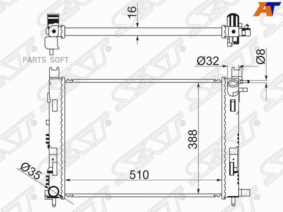 

Радиатор Renault Logan/Sandero 14-/Duster 10-/Kaptur 16-/Lada Vesta 15- Sat арт. RN0002-14