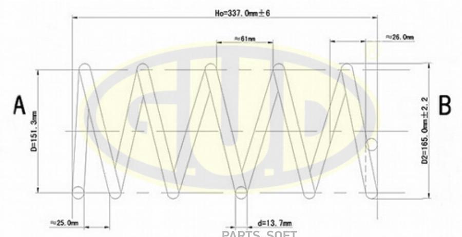 

Пружина Пер Hyundai Elantra 1.6 16V 00> G.U.D GCS037213