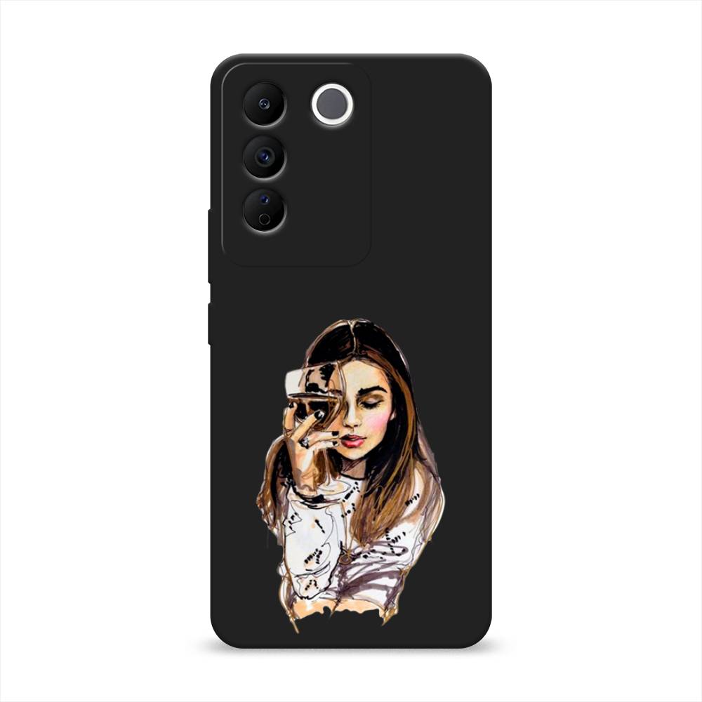 фото Чехол awog на vivo v27e "девушка с бокалом"