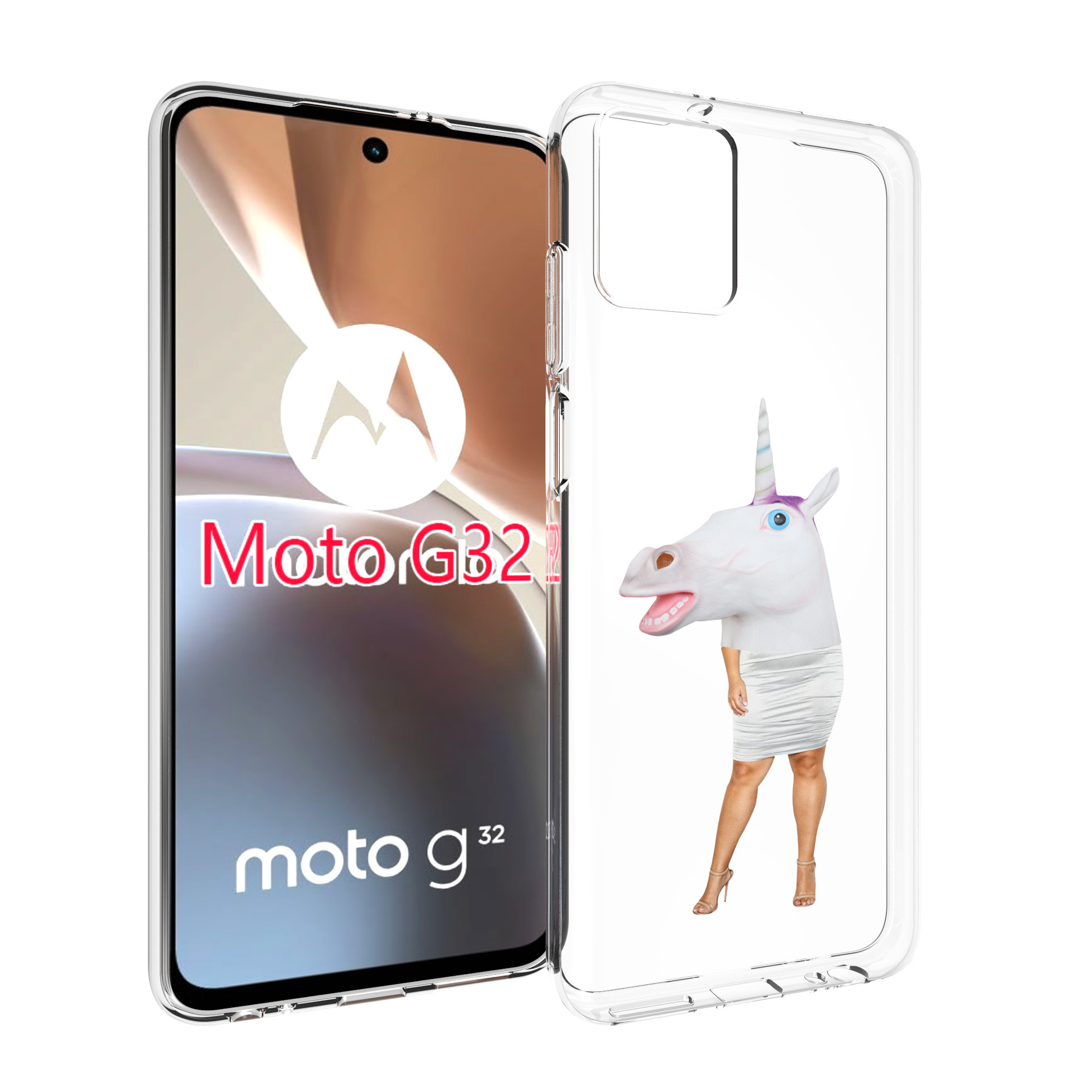 

Чехол MyPads голова-единорога для Motorola Moto G32, Прозрачный, Tocco