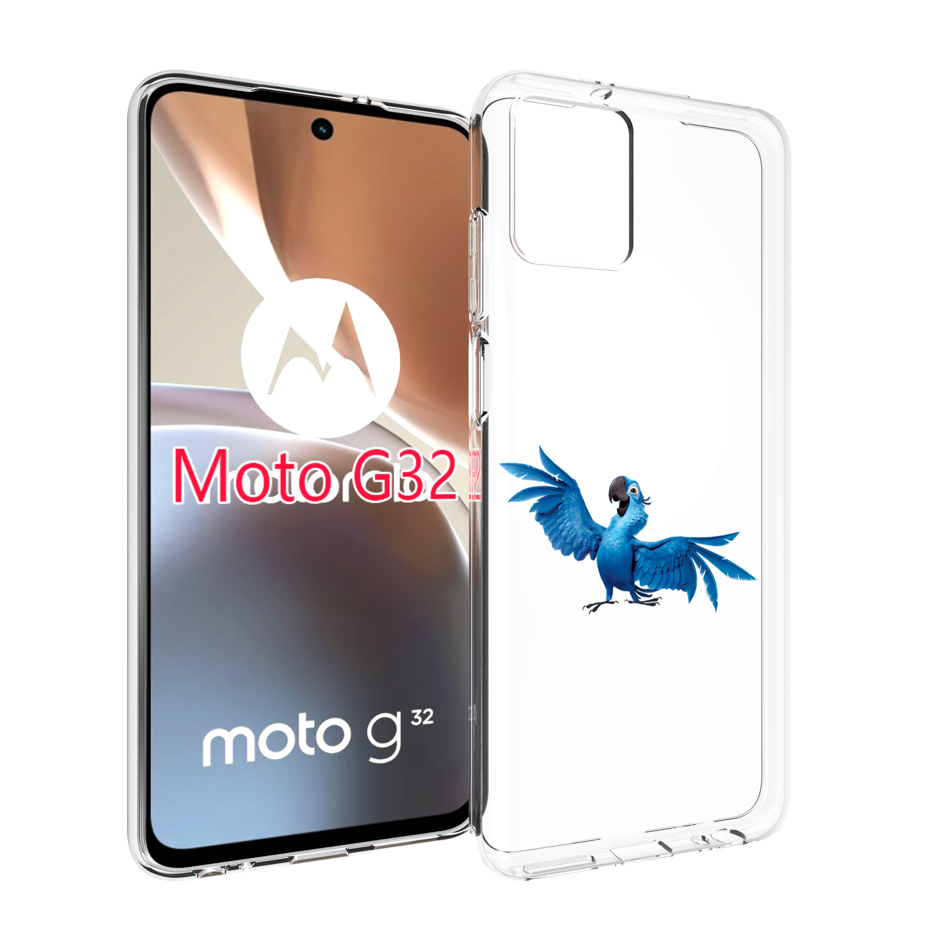 

Чехол MyPads голубой-попугайчик для Motorola Moto G32, Прозрачный, Tocco