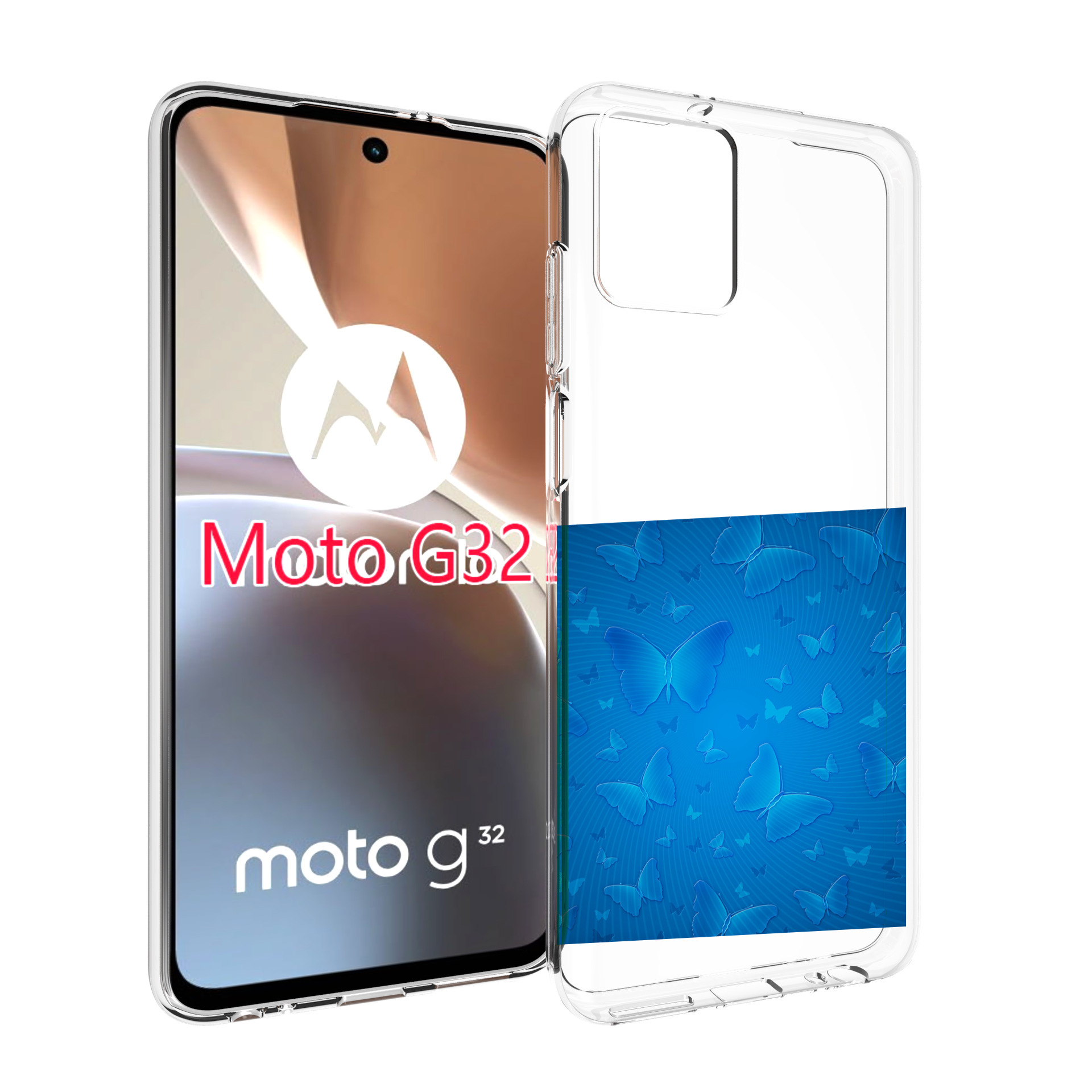 

Чехол MyPads голубые-бабочки для Motorola Moto G32, Прозрачный, Tocco