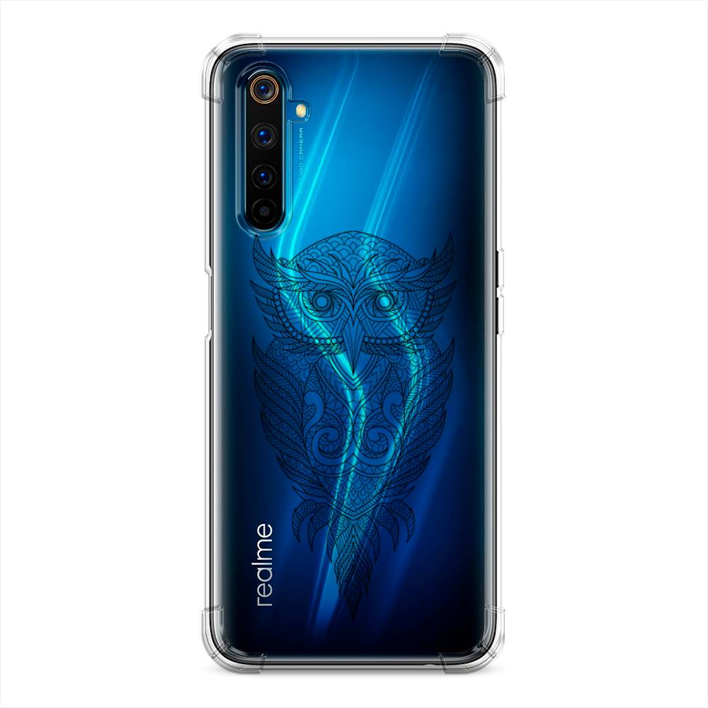 фото Противоударный силиконовый чехол "филин графика" на realme 6 pro awog