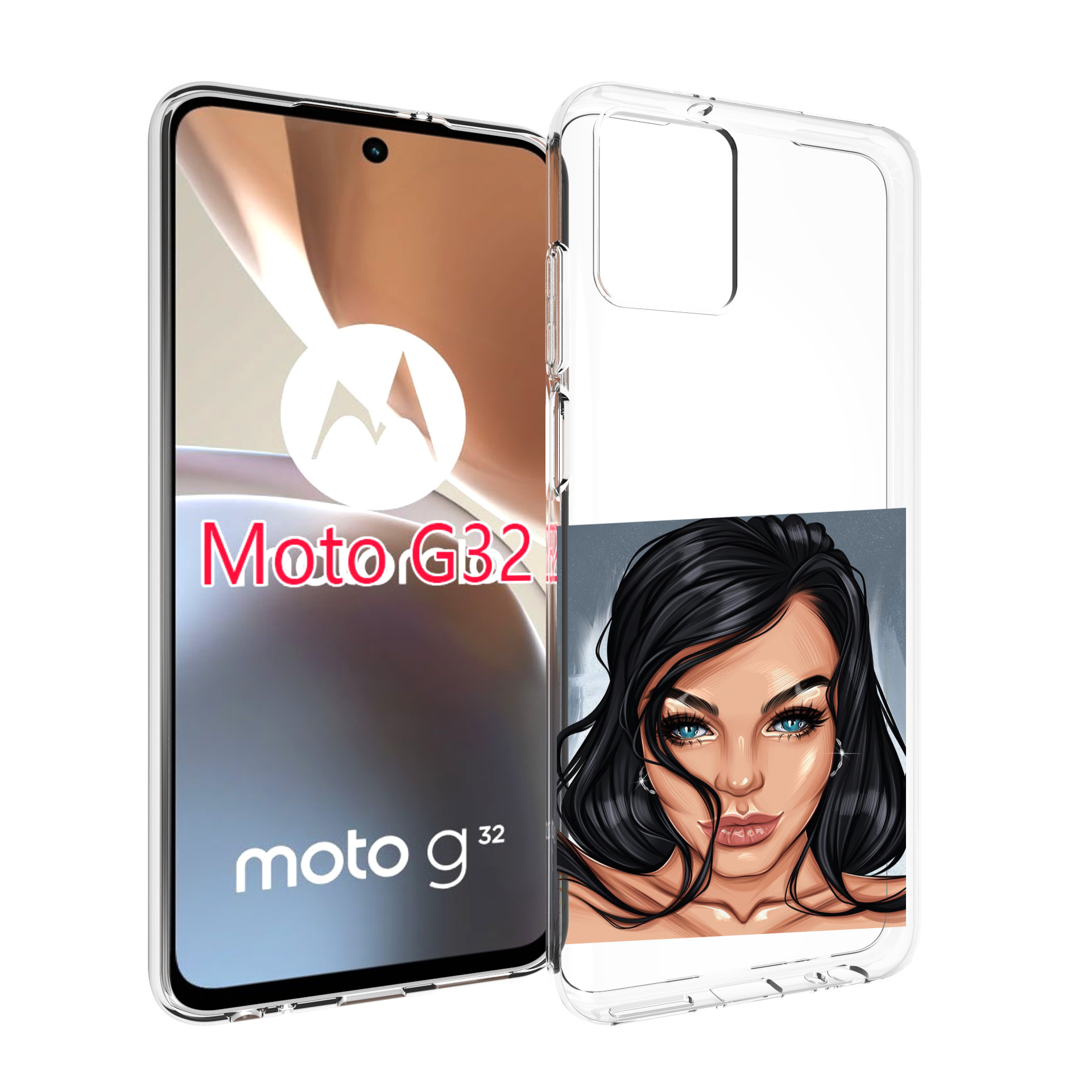 

Чехол MyPads голубые-глаза-у-брюнетки женский для Motorola Moto G32, Прозрачный, Tocco