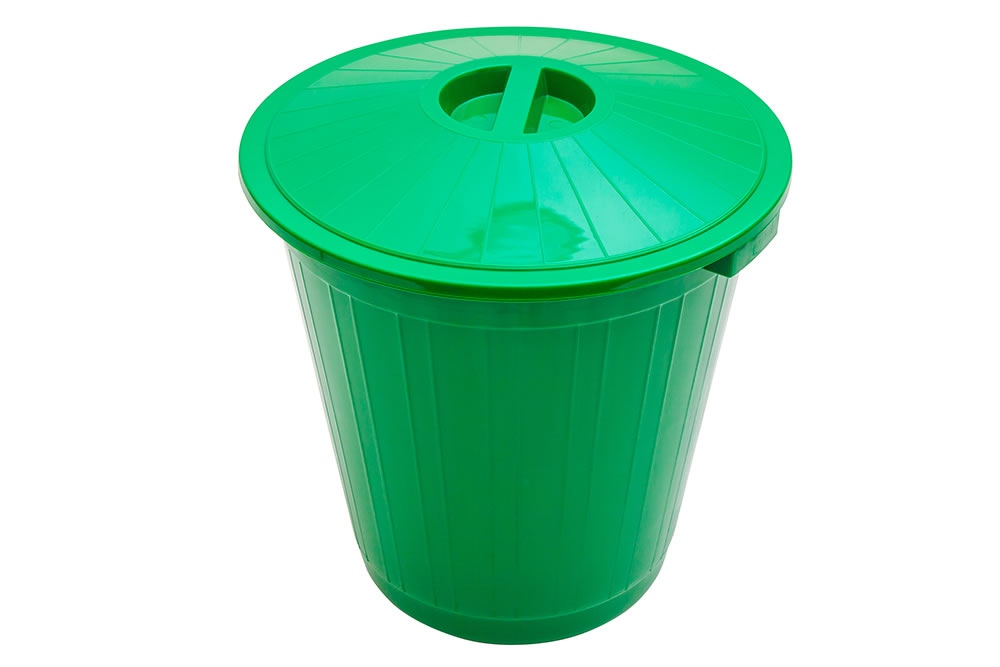 Бак пластиковый с крышкой, 70 л, цвет зеленый