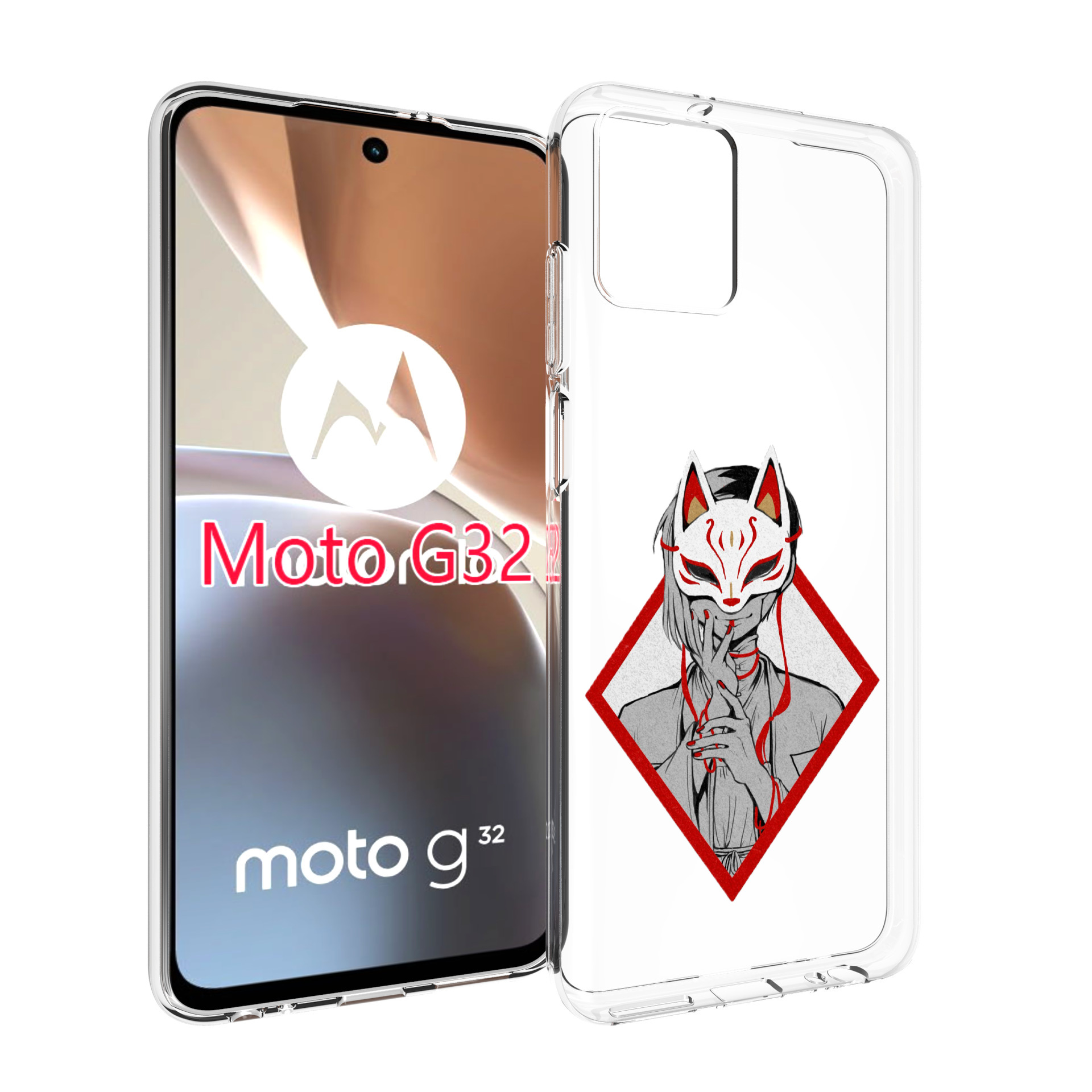 

Чехол MyPads девушка в маске япония для Motorola Moto G32, Прозрачный, Tocco