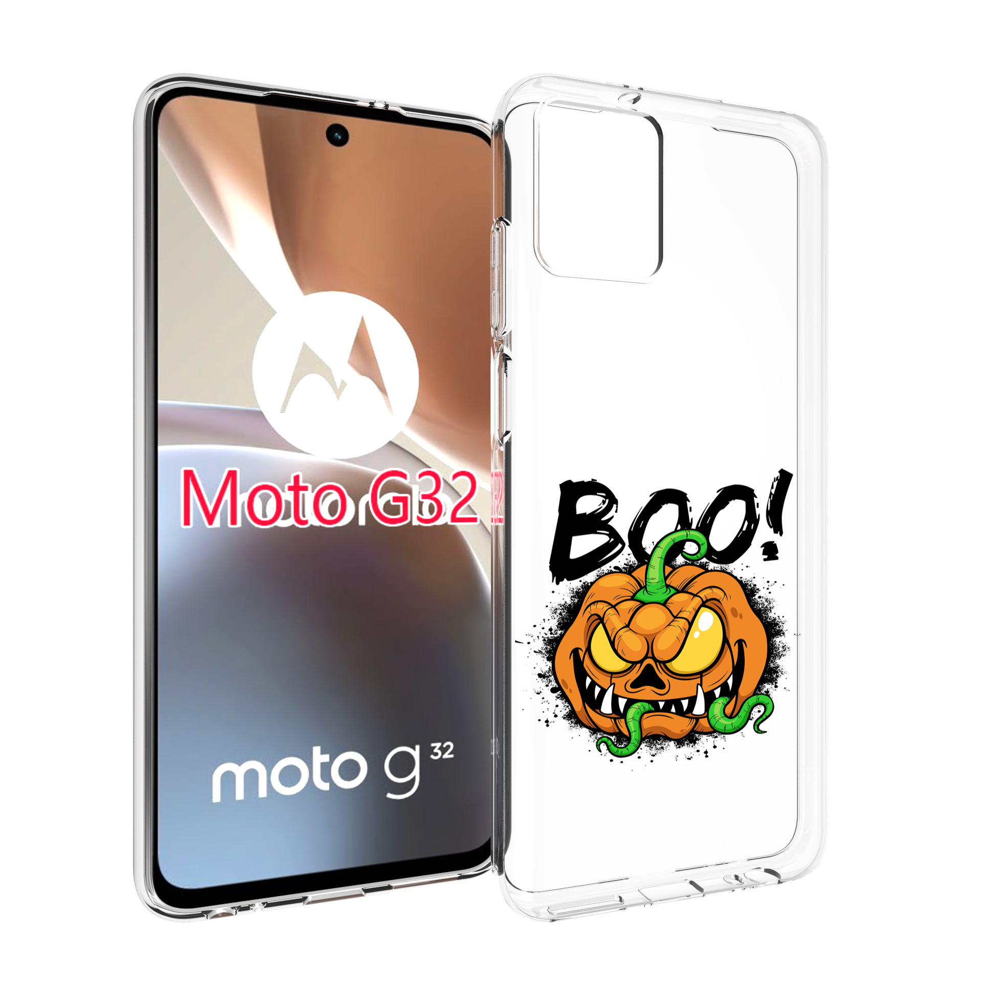 

Чехол MyPads Хэллоуин бу для Motorola Moto G32, Прозрачный, Tocco