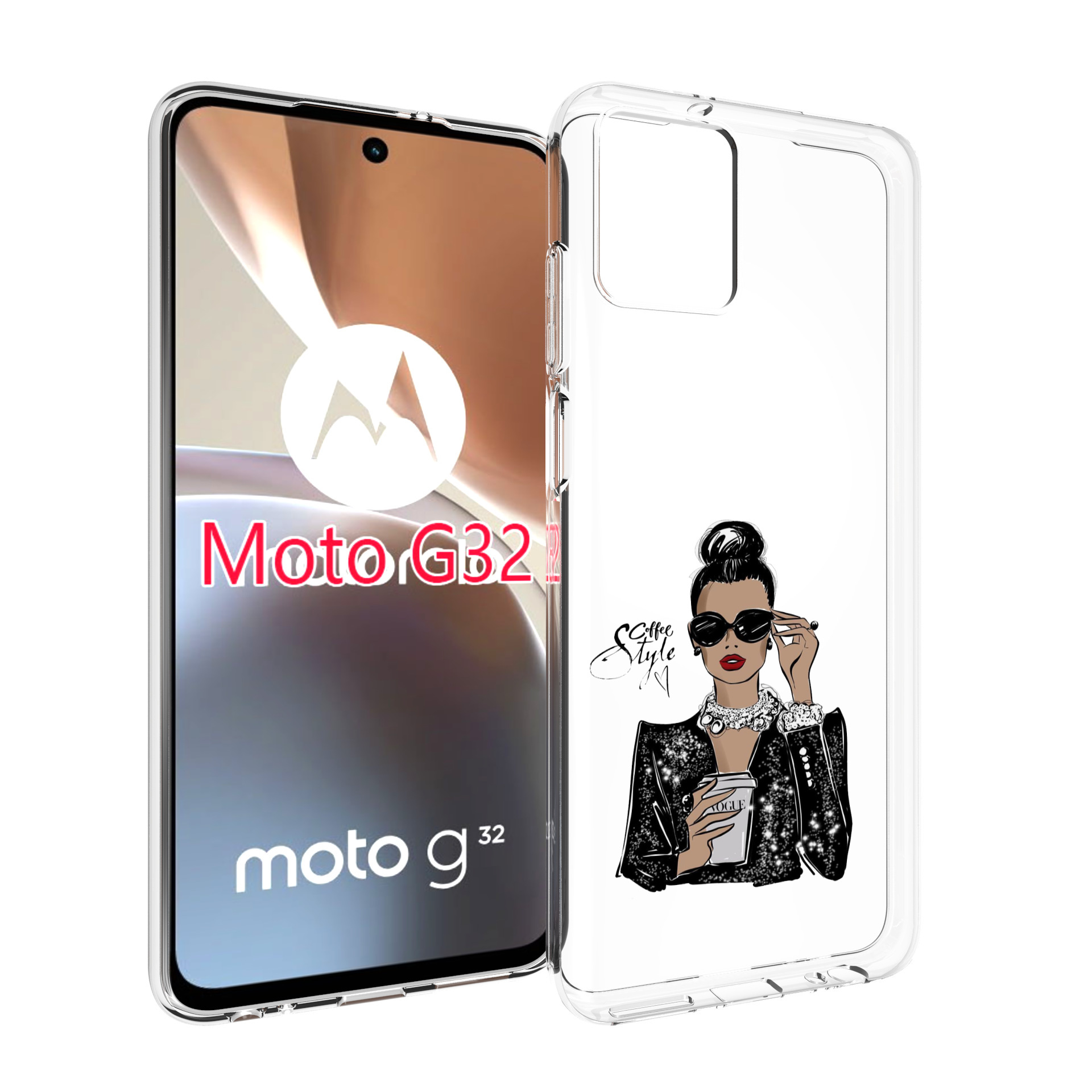 Чехол MyPads девушка в черных очках в пиджаке для Motorola Moto G32
