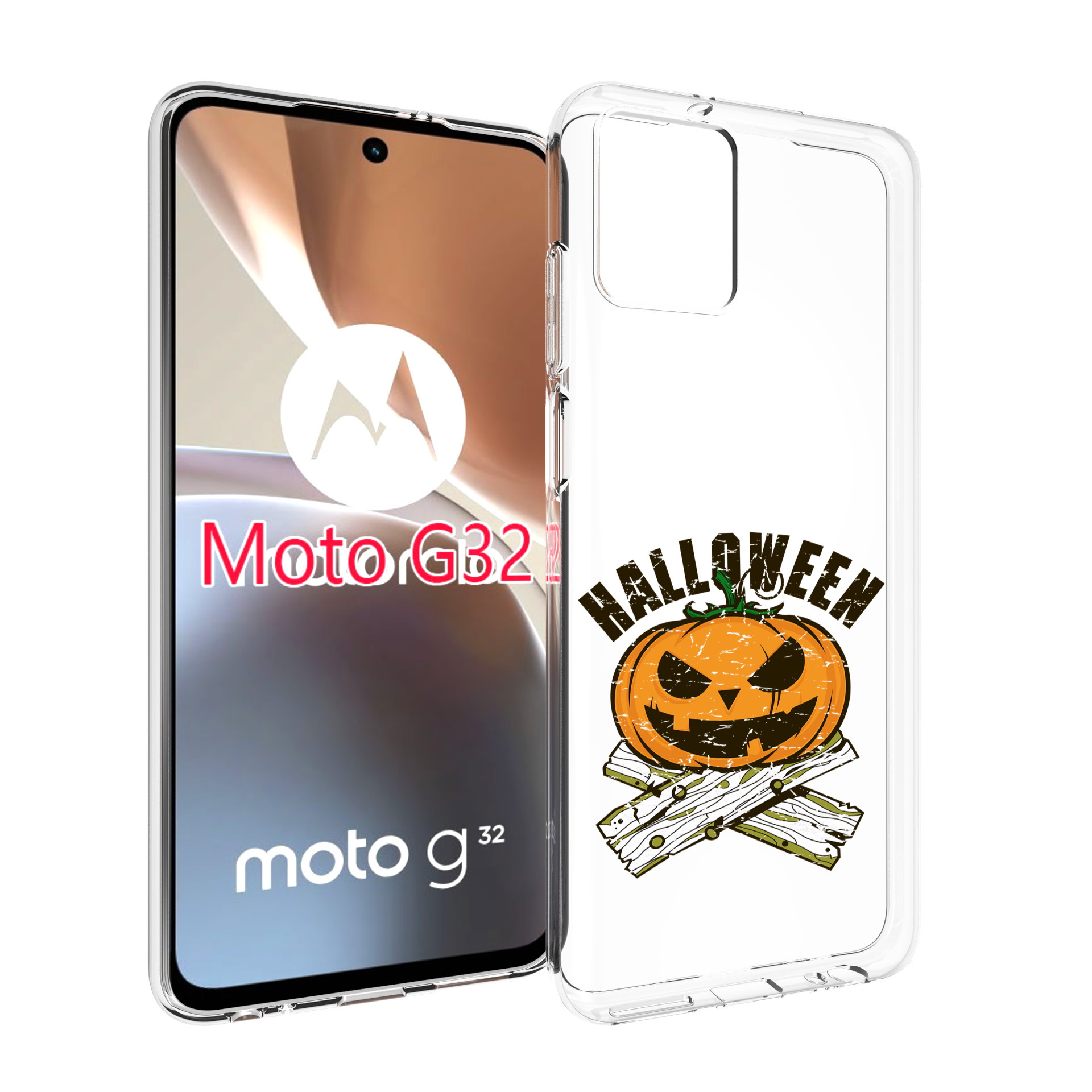 

Чехол MyPads Хэллоуин доски тыква для Motorola Moto G32, Прозрачный, Tocco