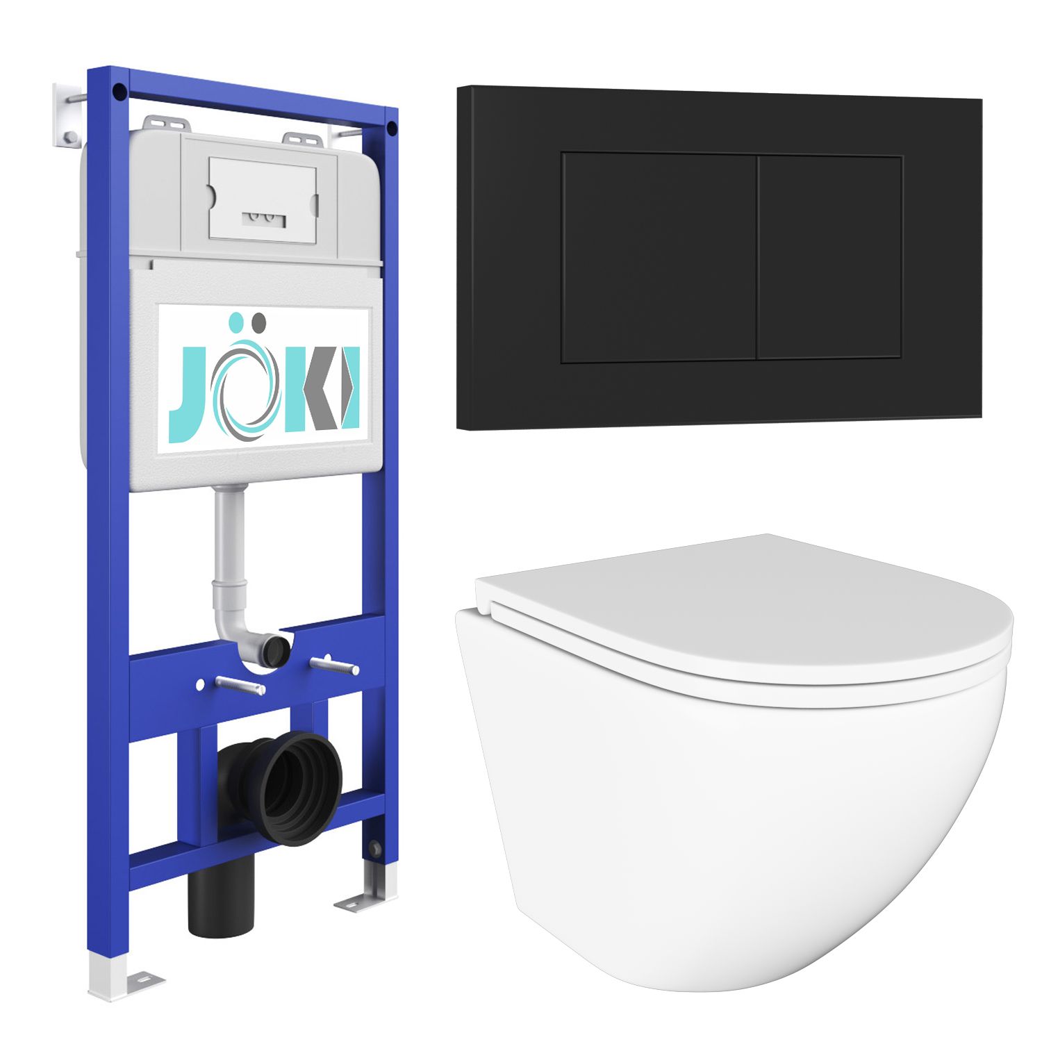 

Инсталляция JOKI JK01150 + кнопка JK013525BM черная + унитаз Stella JK1021007 белый