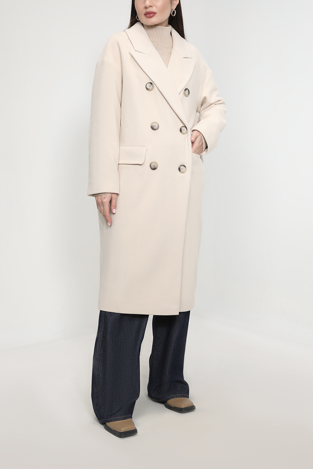 Пальто женское Belucci BL23016114-017 бежевое 48 RU
