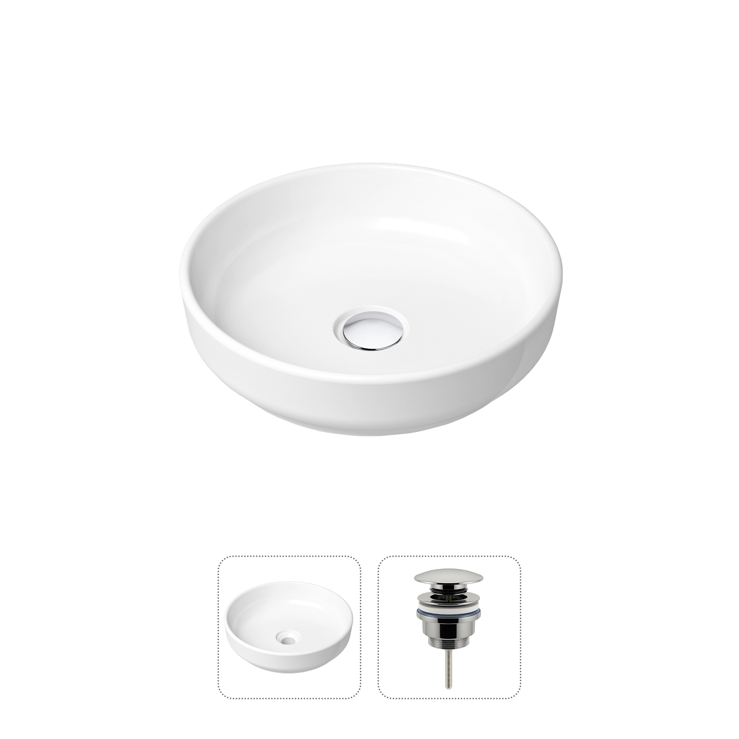 фото Комплект 2 в 1 lavinia boho bathroom sink slim 21520819: накладная раковина, донный клапан