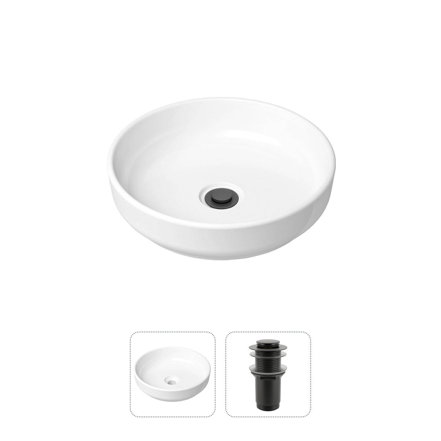 

Комплект 2 в 1 Lavinia Boho Bathroom Sink Slim 21520820: накладная раковина, донный клапан, Черный, Комплект раковин Lavinia Boho 33311005 (д/к без перелива, с сифоном №2)