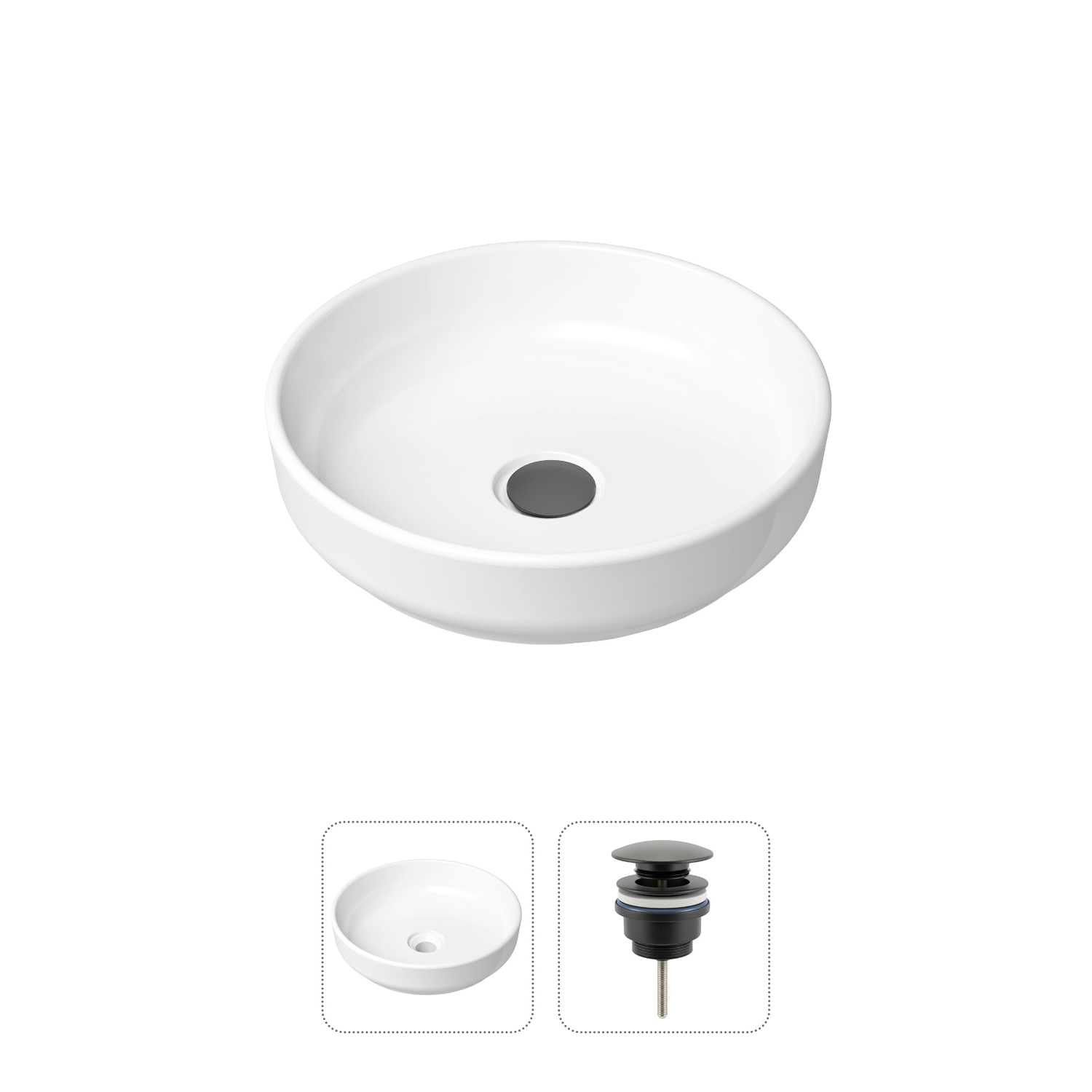 фото Комплект 2 в 1 lavinia boho bathroom sink slim 21520821: накладная раковина, донный клапан