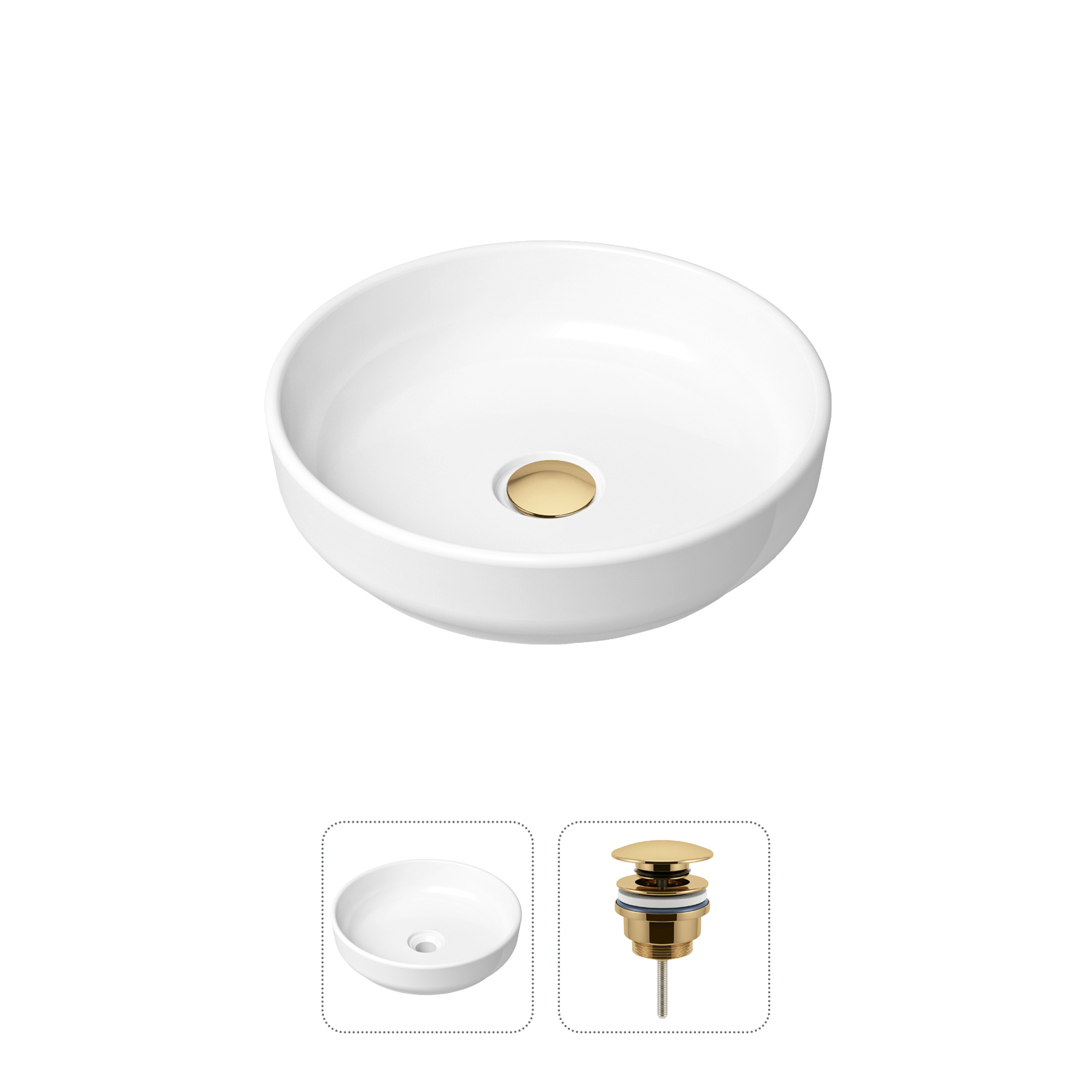 фото Комплект 2 в 1 lavinia boho bathroom sink slim 21520823: накладная раковина, донный клапан