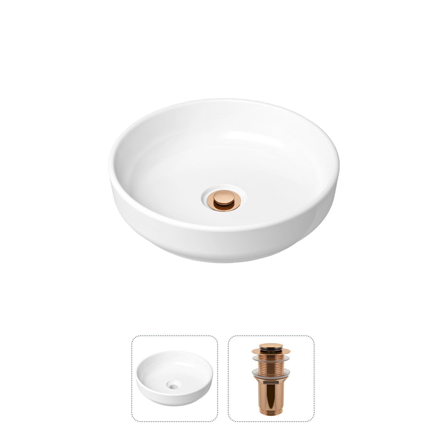 фото Комплект 2 в 1 lavinia boho bathroom sink slim 21520824: накладная раковина, донный клапан