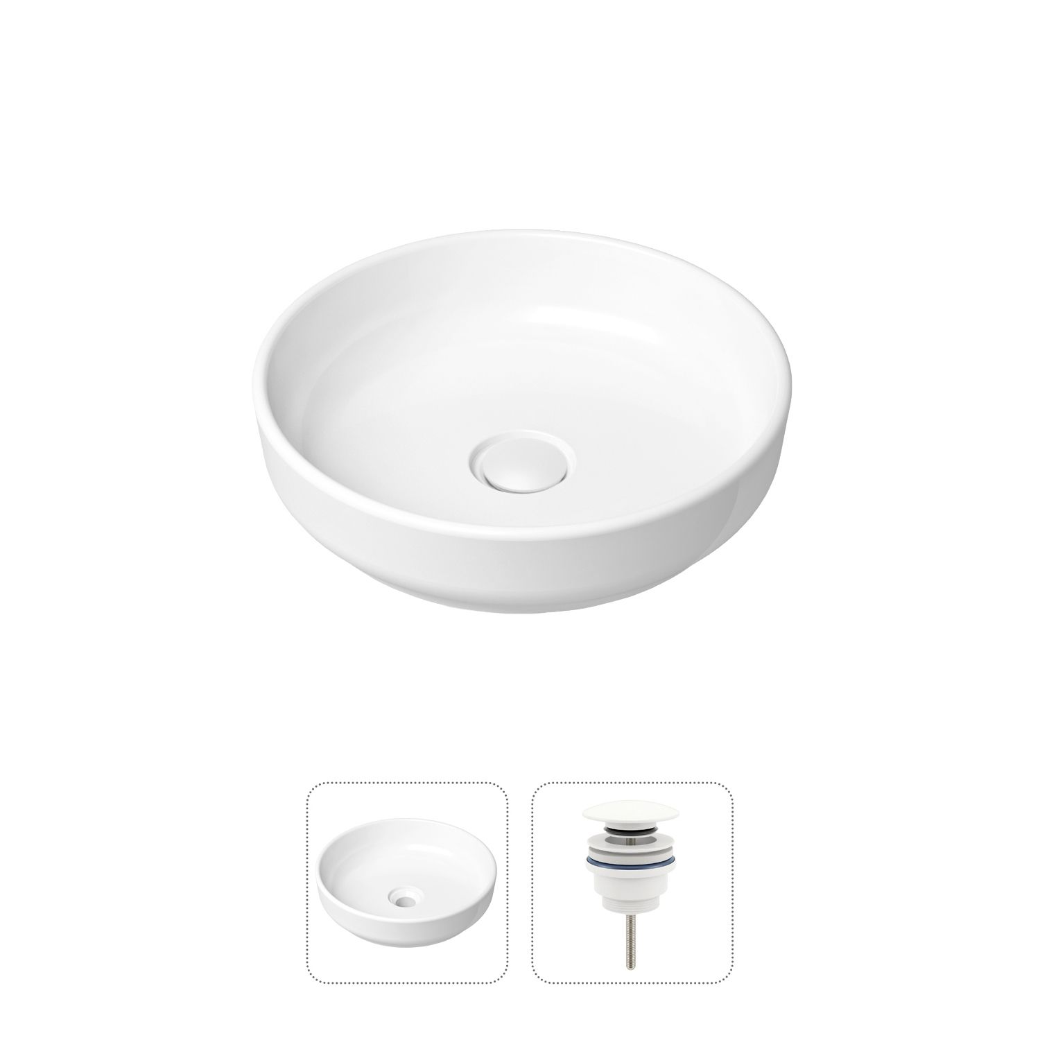 фото Комплект 2 в 1 lavinia boho bathroom sink slim 21520827: накладная раковина, донный клапан