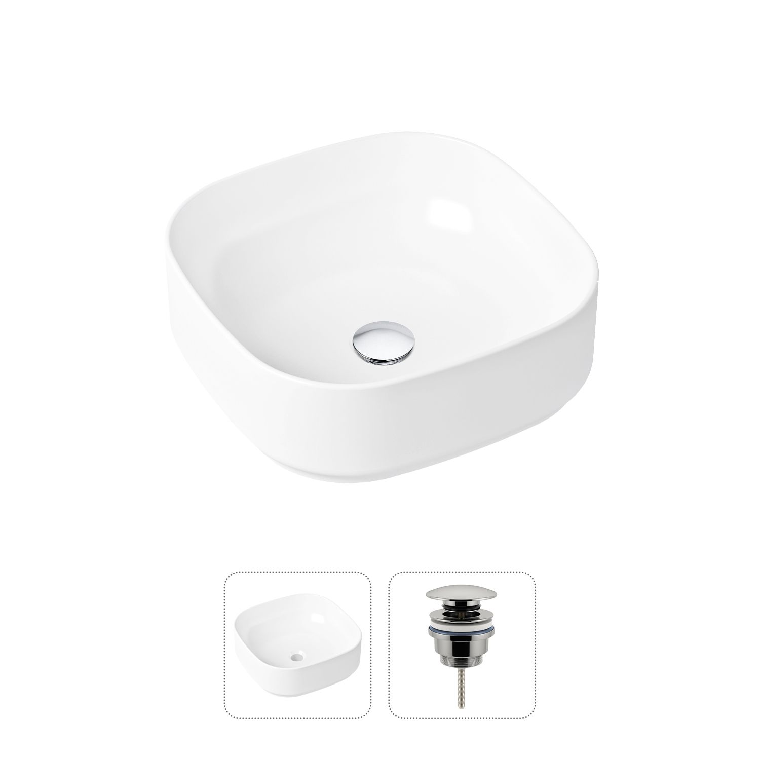 фото Комплект 2 в 1 lavinia boho bathroom sink slim 21520829: накладная раковина, донный клапан