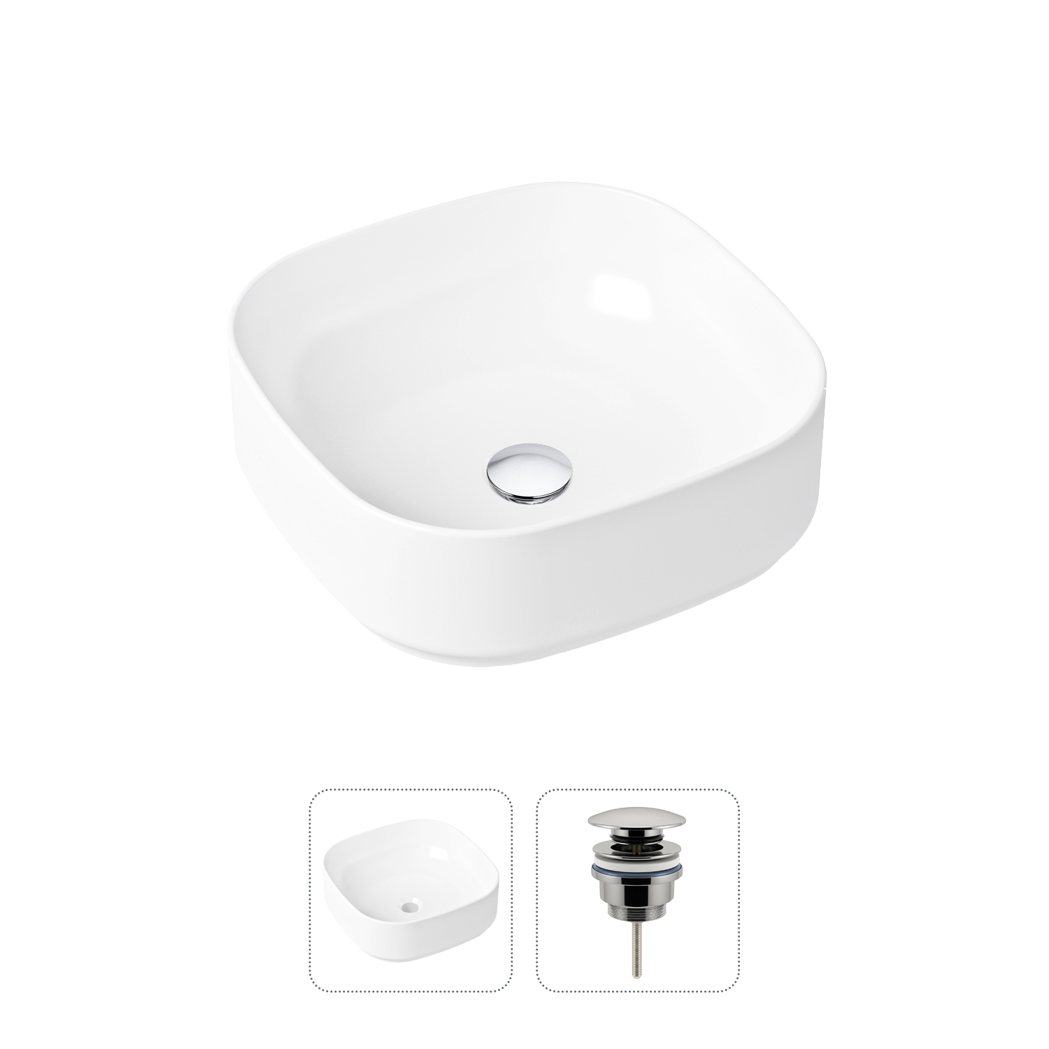 фото Комплект 2 в 1 lavinia boho bathroom sink slim 21520829: накладная раковина, донный клапан