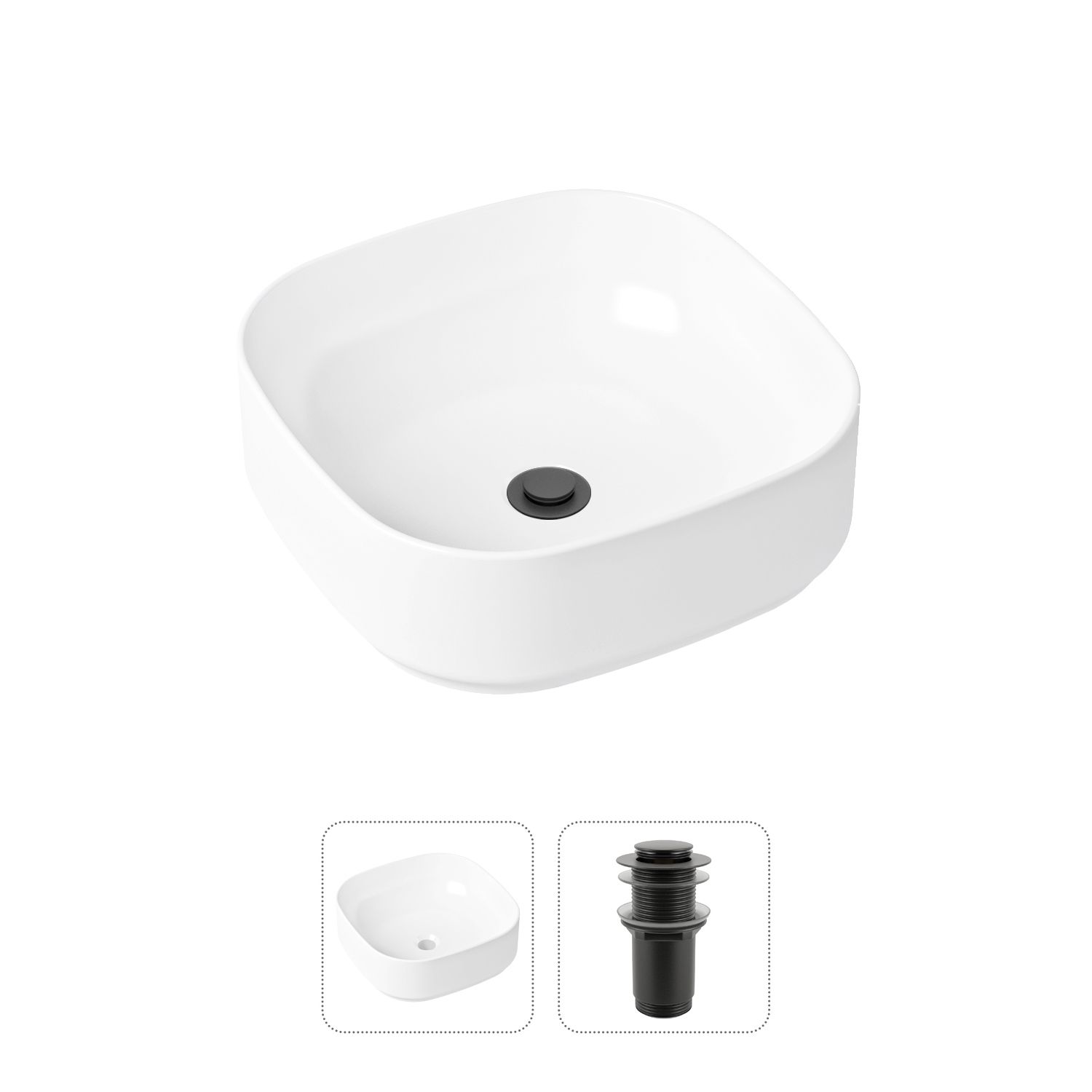 фото Комплект 2 в 1 lavinia boho bathroom sink slim 21520830: накладная раковина, донный клапан