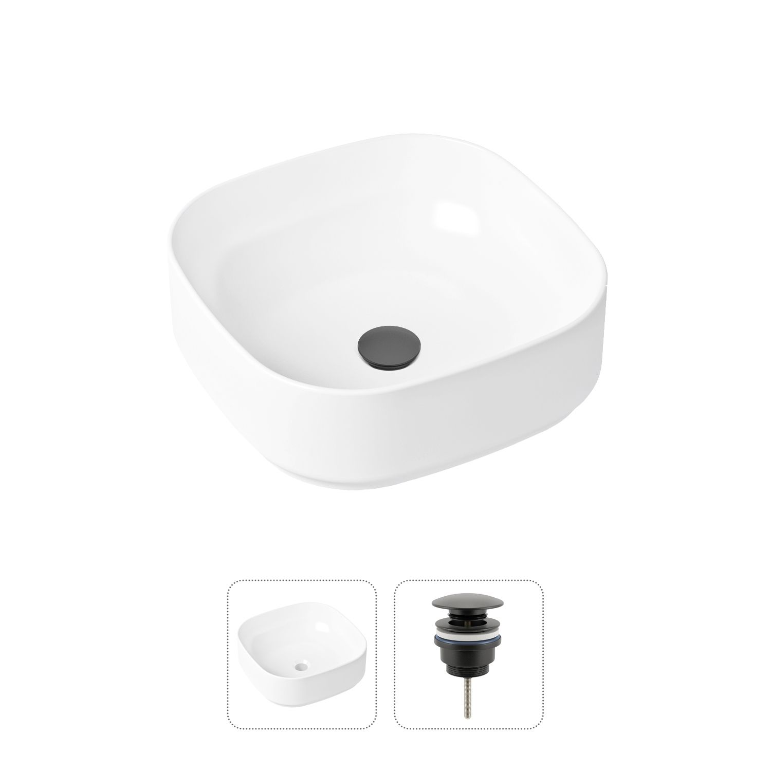 фото Комплект 2 в 1 lavinia boho bathroom sink slim 21520831: накладная раковина, донный клапан