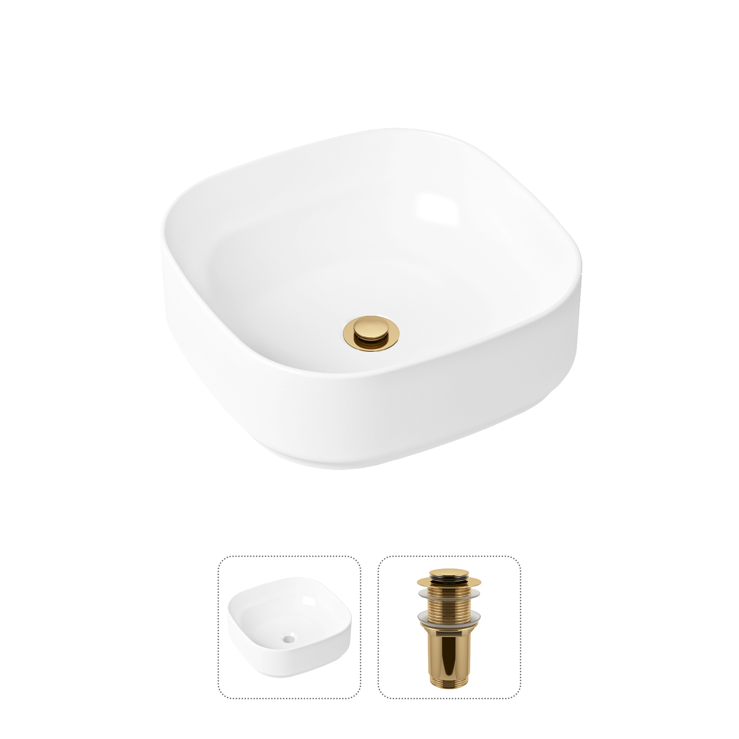 фото Комплект 2 в 1 lavinia boho bathroom sink slim 21520832: накладная раковина, донный клапан