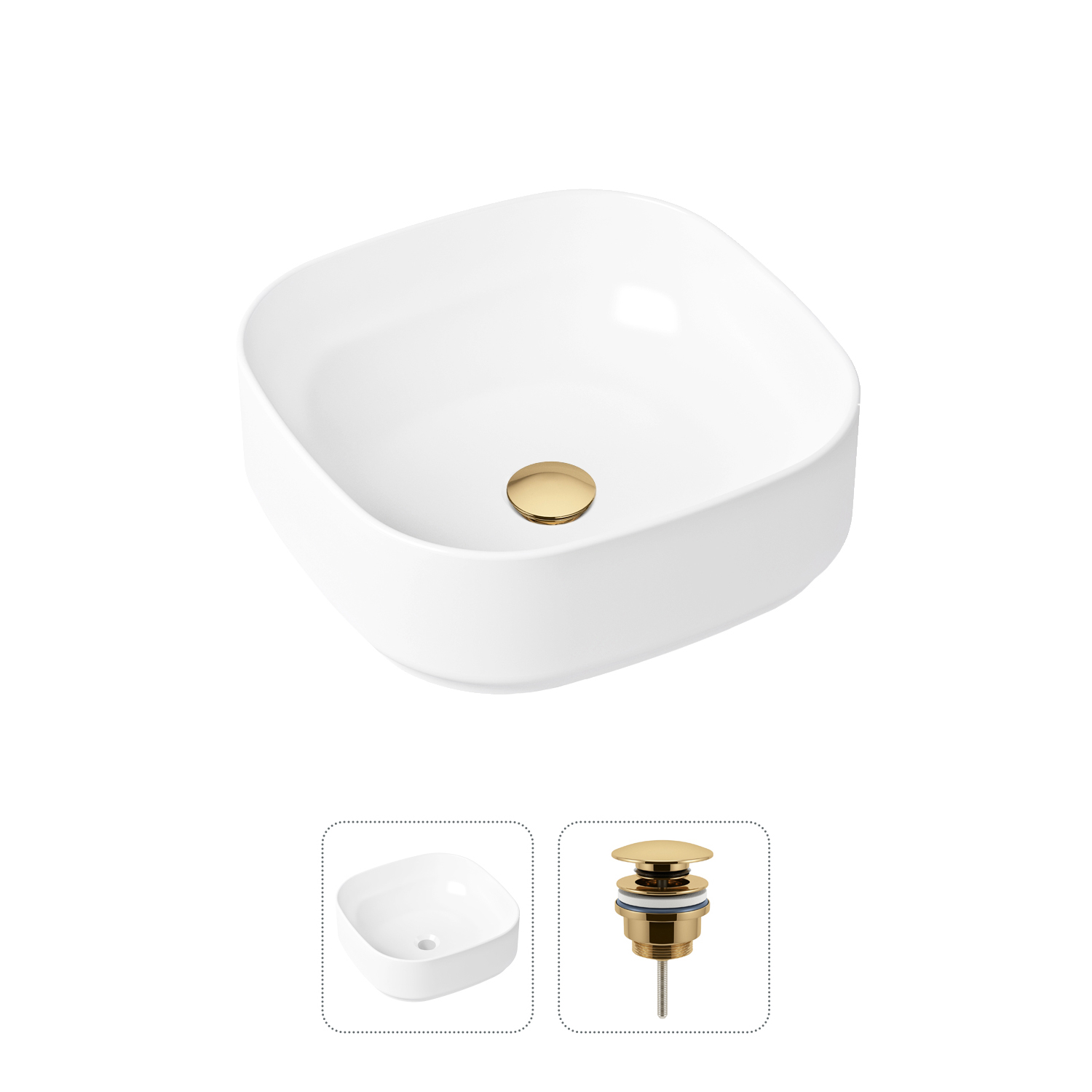 фото Комплект 2 в 1 lavinia boho bathroom sink slim 21520833: накладная раковина, донный клапан