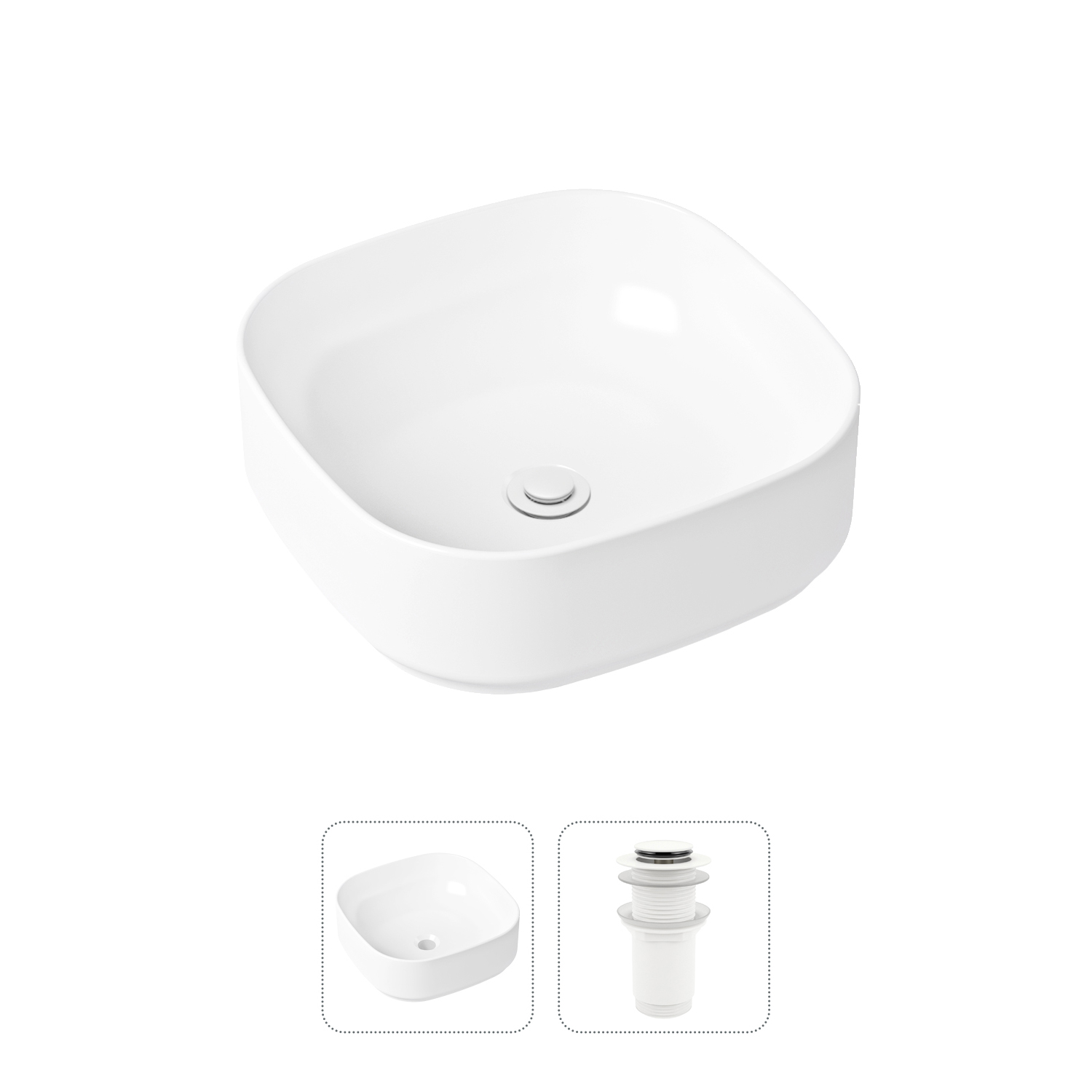 фото Комплект 2 в 1 lavinia boho bathroom sink slim 21520836: накладная раковина, донный клапан