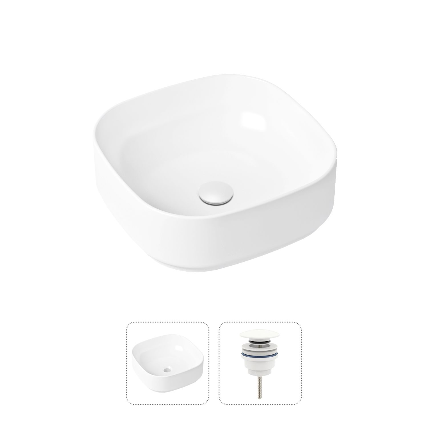 фото Комплект 2 в 1 lavinia boho bathroom sink slim 21520837: накладная раковина, донный клапан