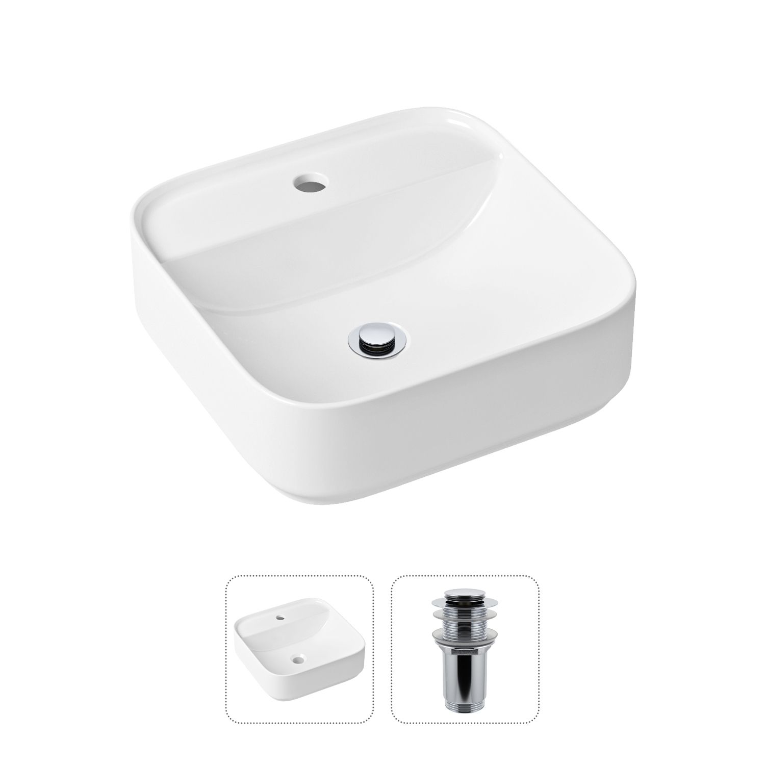 фото Комплект 2 в 1 lavinia boho bathroom sink slim 21520838: накладная раковина, донный клапан