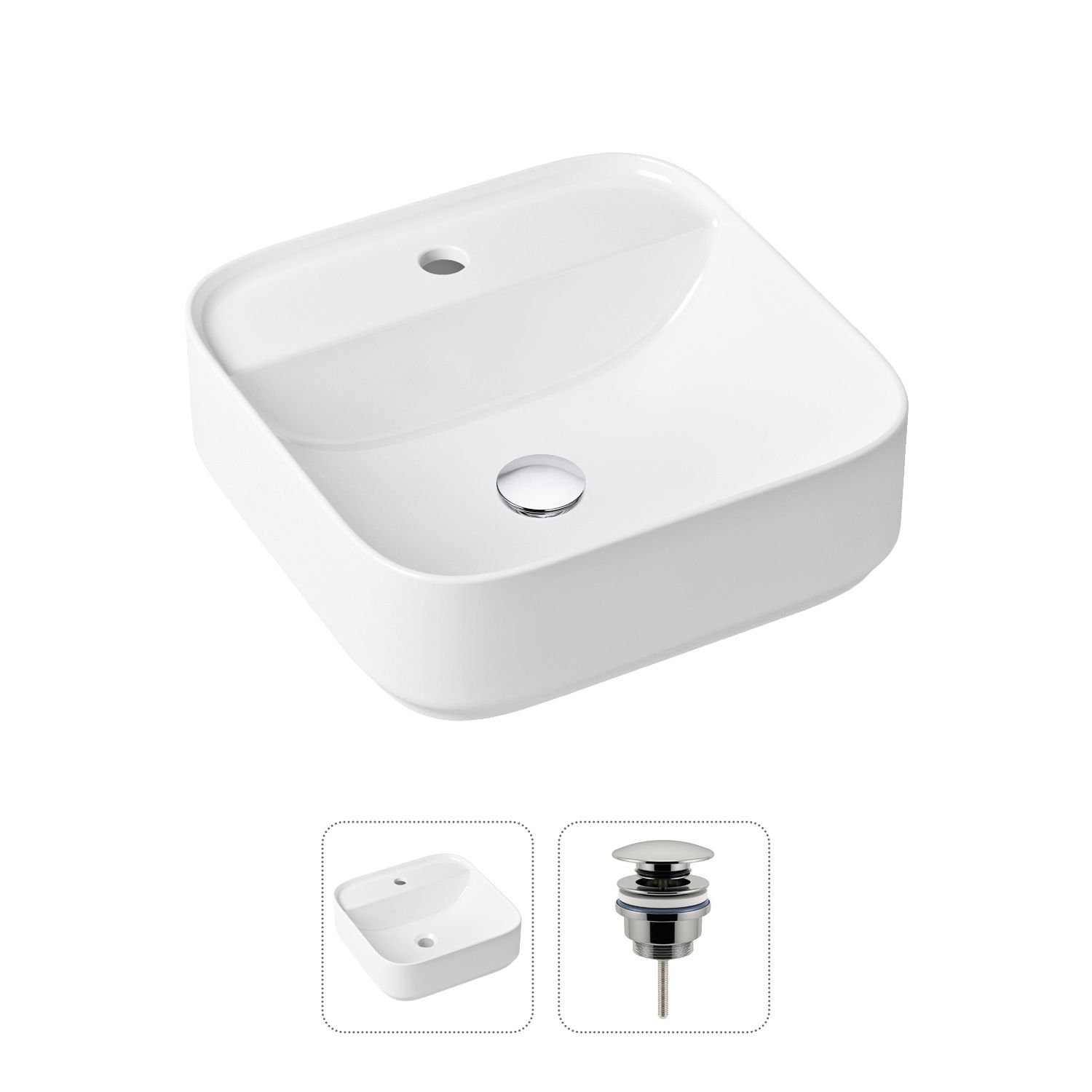 фото Комплект 2 в 1 lavinia boho bathroom sink slim 21520839: накладная раковина, донный клапан