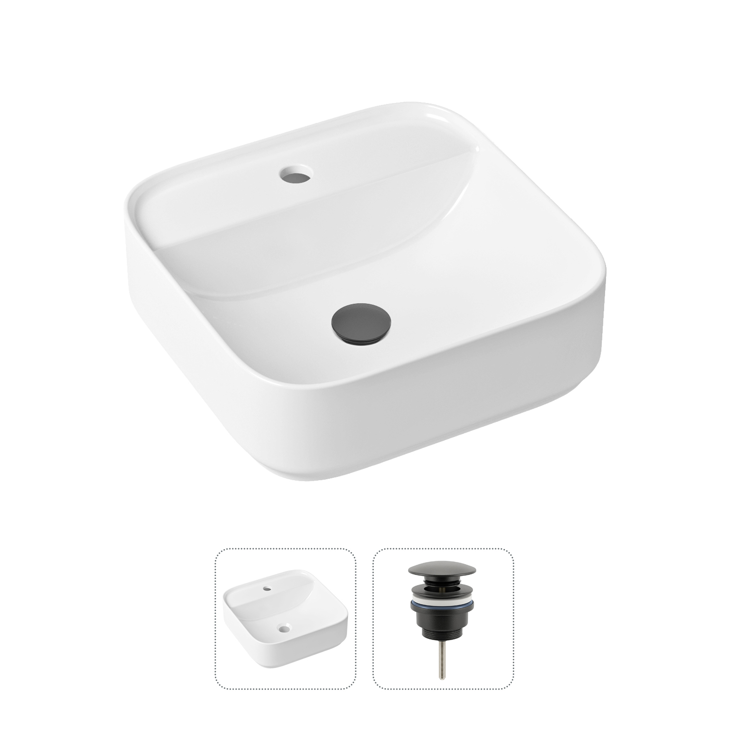 фото Комплект 2 в 1 lavinia boho bathroom sink slim 21520841: накладная раковина, донный клапан