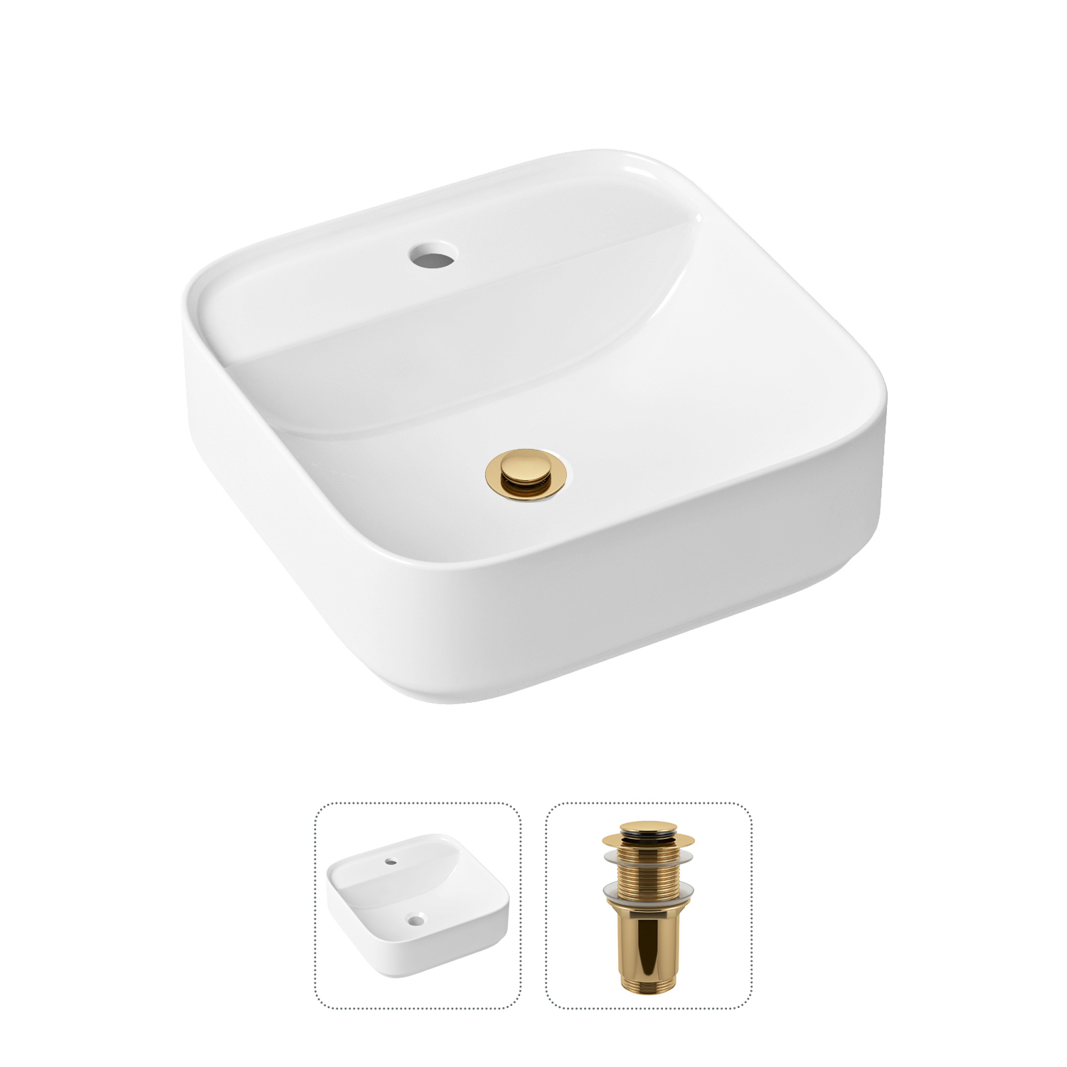 фото Комплект 2 в 1 lavinia boho bathroom sink slim 21520842: накладная раковина, донный клапан