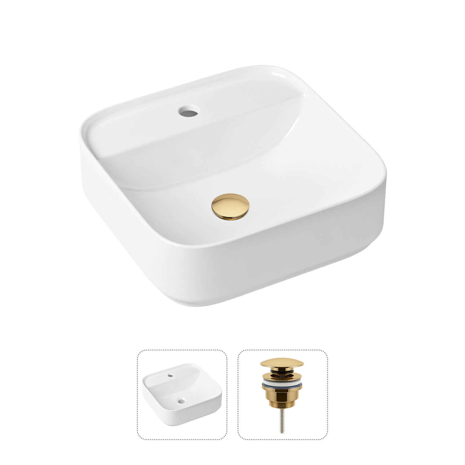 фото Комплект 2 в 1 lavinia boho bathroom sink slim 21520843: накладная раковина, донный клапан