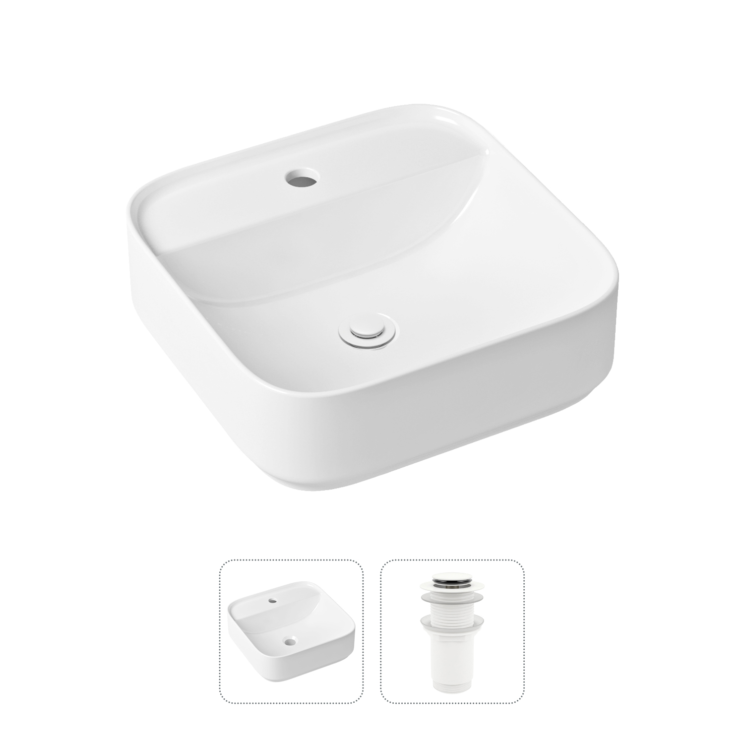 фото Комплект 2 в 1 lavinia boho bathroom sink slim 21520846: накладная раковина, донный клапан