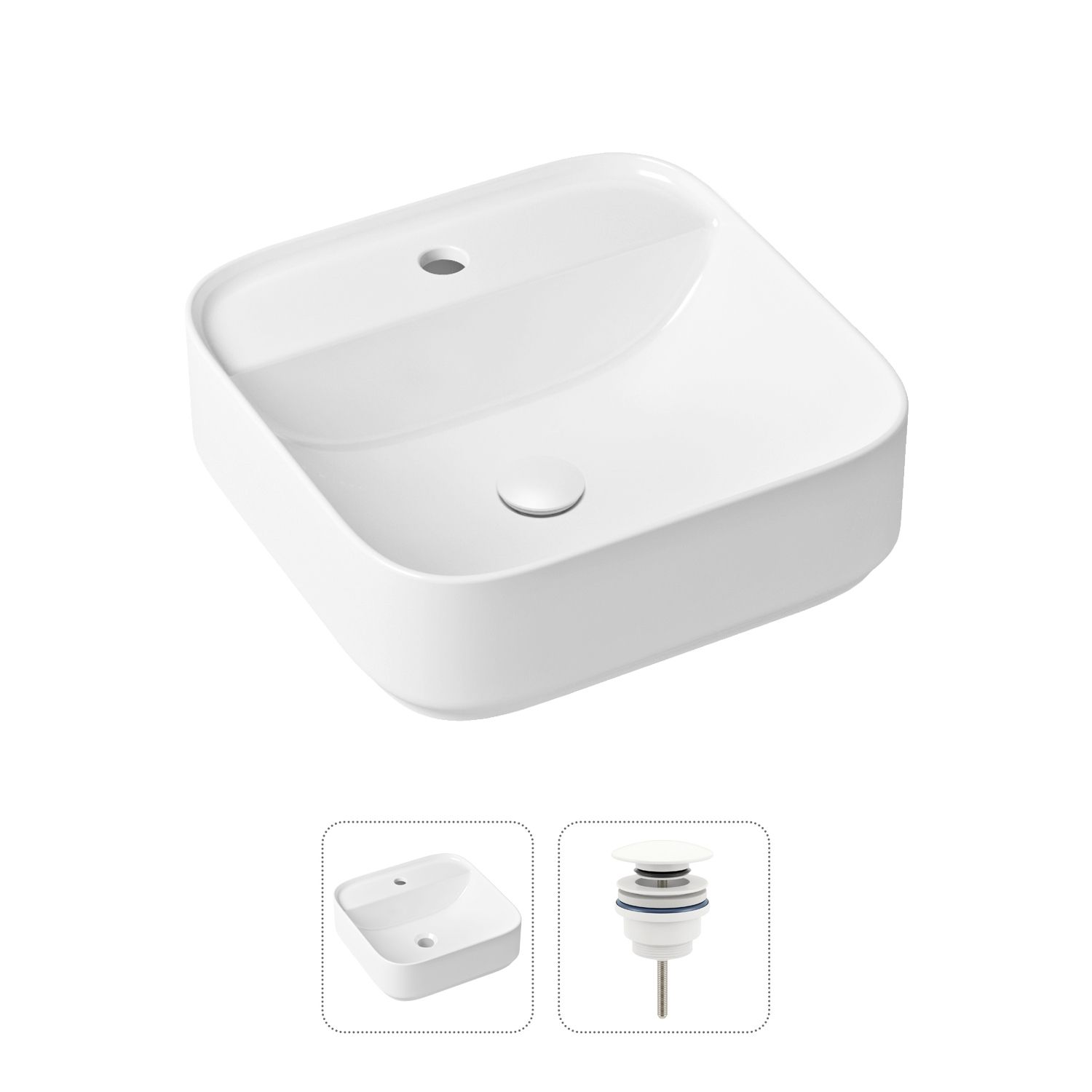 фото Комплект 2 в 1 lavinia boho bathroom sink slim 21520847: накладная раковина, донный клапан