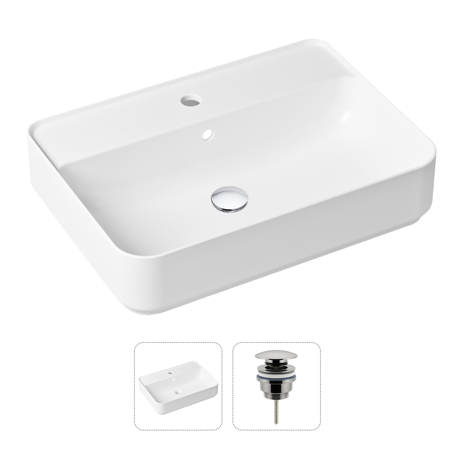 фото Комплект 2 в 1 lavinia boho bathroom sink 21520849: накладная раковина, донный клапан